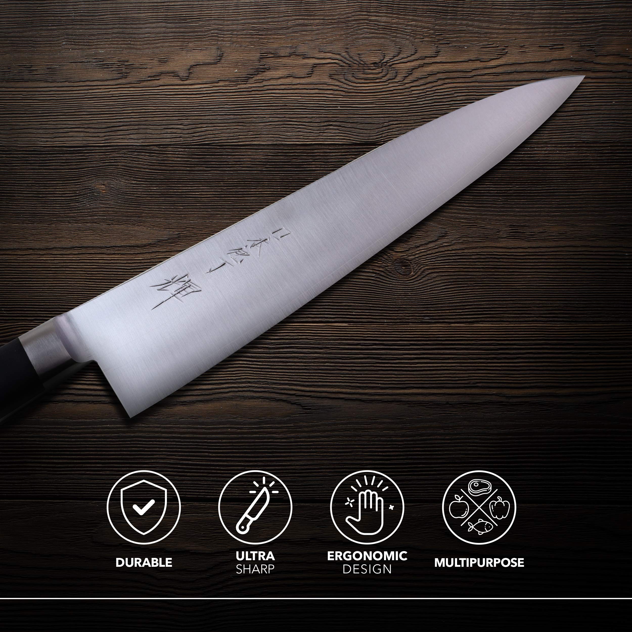 Kagayaki KGR2-3 Professional Gyuto Chef's Knife - 8.2 Inch Japanese Kitchen Knife with R-2 Special Steel Blade & Ergonomic Pakkawood Handle | Perfect for Sushi, Meat Cutting & Precision Cooking