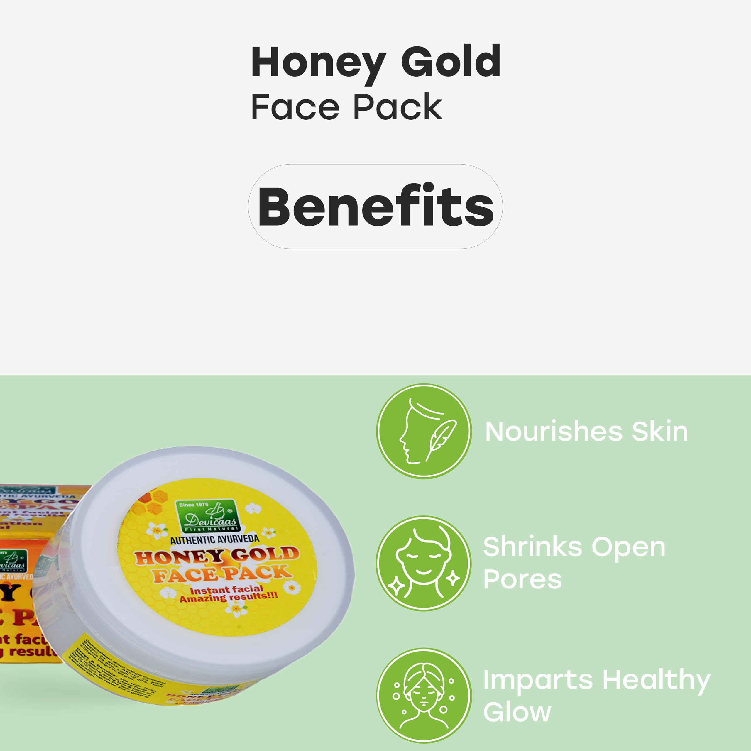 Devicas HONEY GOLD FACE PACK 300 Gram Jar - Natural Skin Care for Face & Body | Protects Against Heat, Cold & UV Rays | Hydrating & Nourishing Facial Mask for Daily Use & Spa Treatments