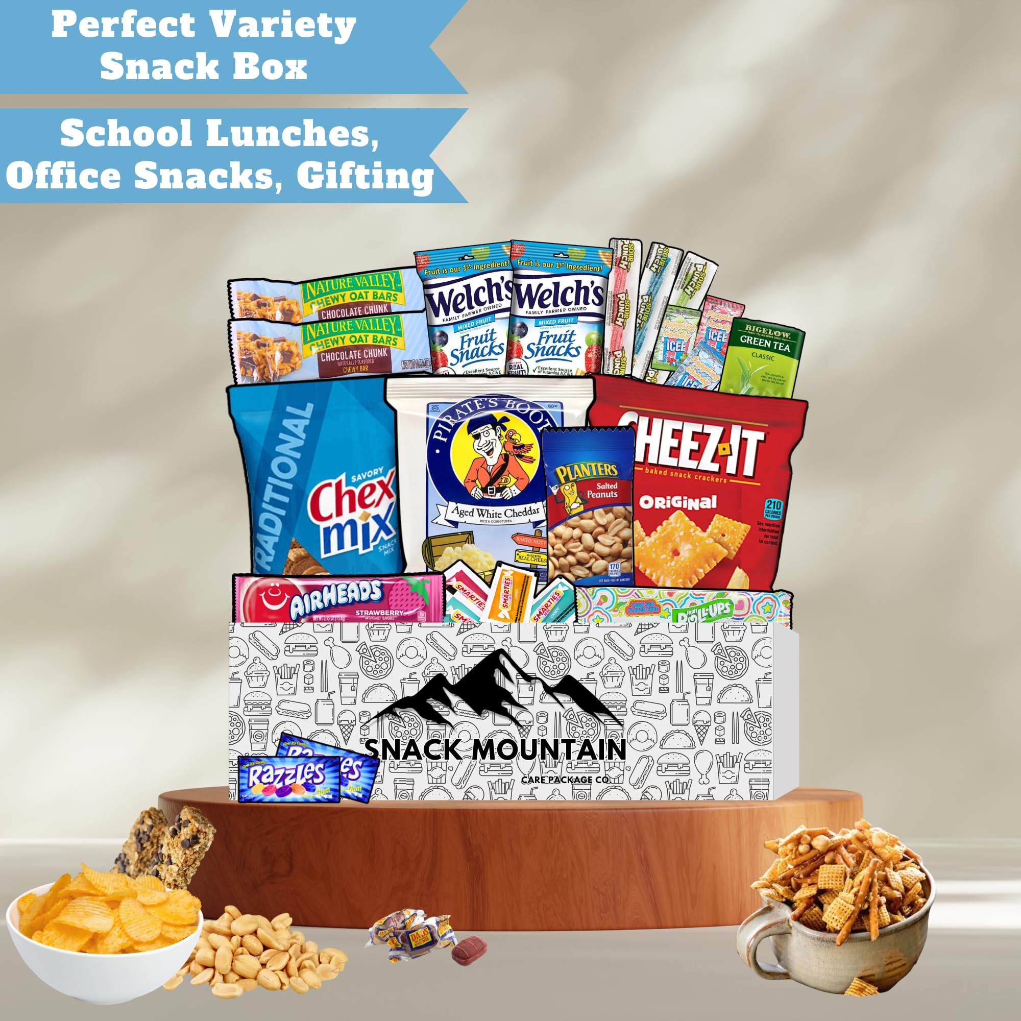 Snack Mountain Care Package (25 Count) - Movie Night Gift Basket, College Student Care Package, Birthday Snack Box & Office Snacks - Bulk Assorted Snacks for Adults | Perfect for Movie Nights, College Care Packages, Office Breaks & Birthday Gifts