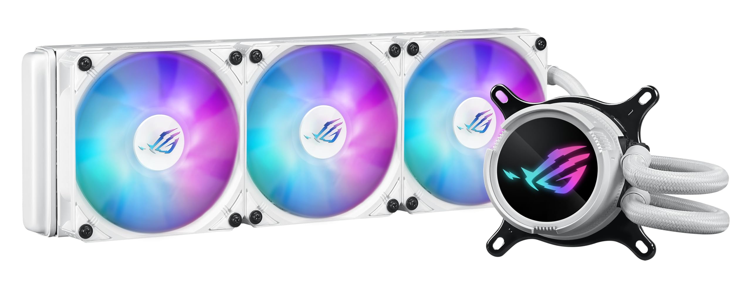 ASUS ROG Strix LC III 360 ARGB White Edition AIO Liquid CPU Cooler - 360° Rotatable Water Block, Gen7 v2 Pump, Premium RGB Fans, 10+ Aura Sync Effects | Perfect for Gaming PCs, Workstations & High-Performance Builds