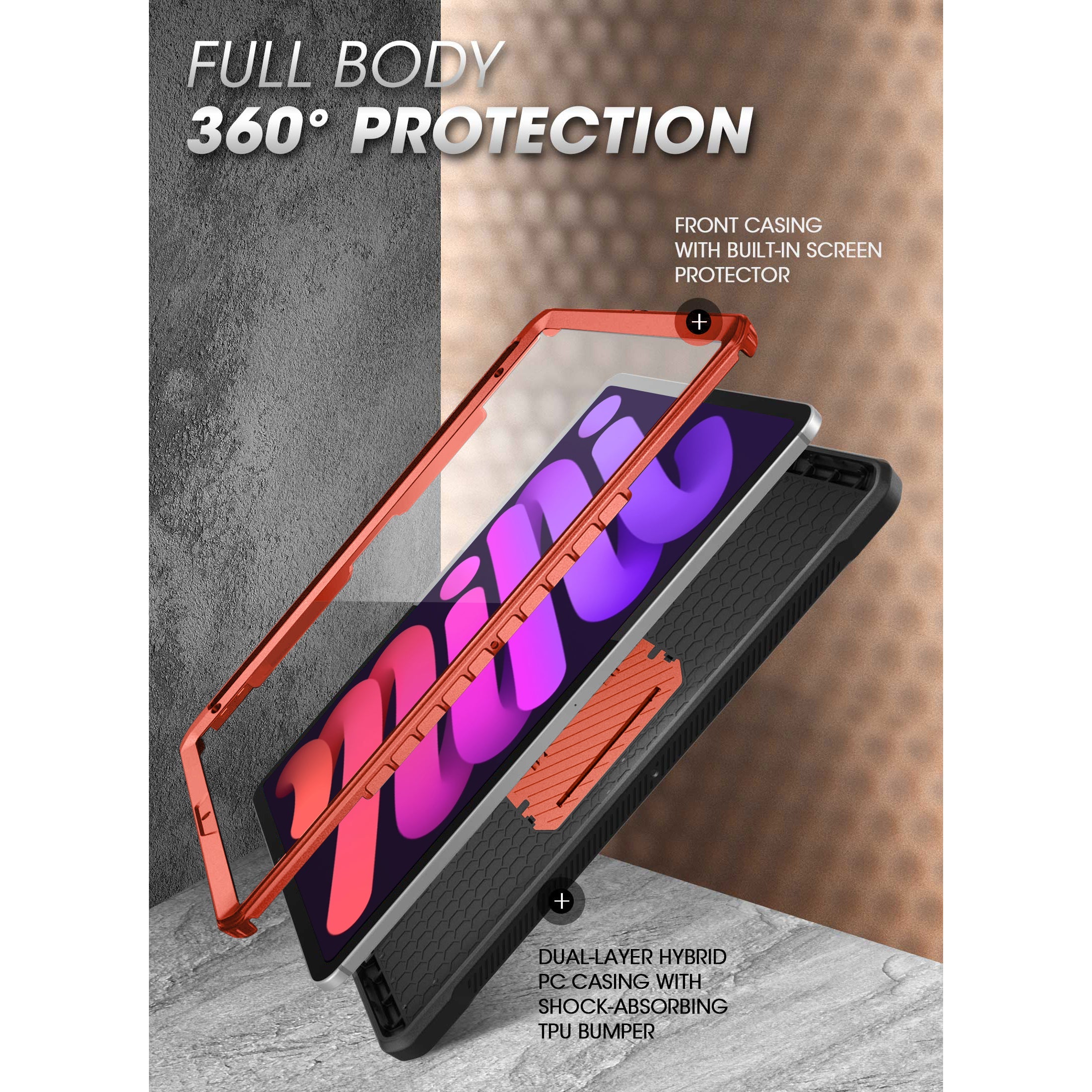 iPad Mini 6 Case - Unicorn Beetle PRO Shockproof Rugged Cover with Built-in Screen Protector | Open Box Metallic Red | Perfect for Outdoor Adventures, Travel & Daily Protection