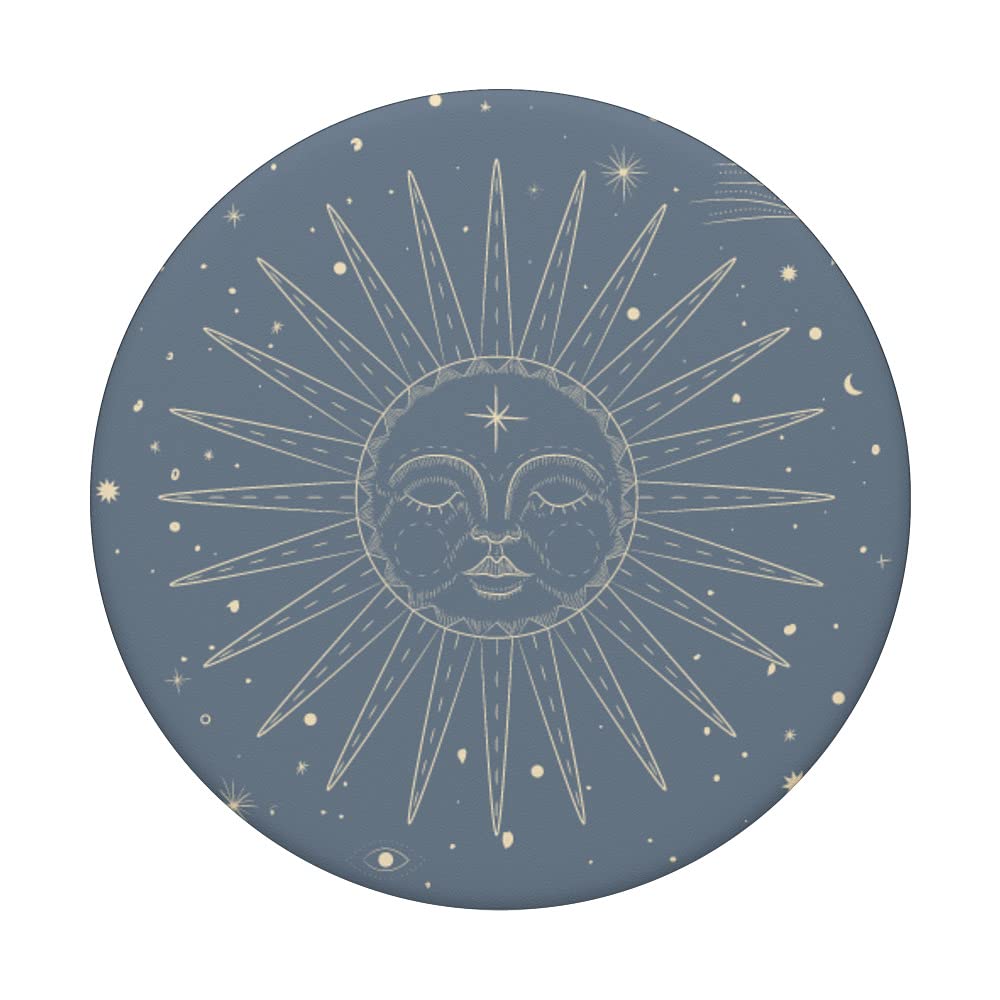Steel Blue Astrology PopSockets with Swappable PopGrip - Sun, Moon, Stars & Planets Design - Perfect for Phones, Tablets & Daily Use