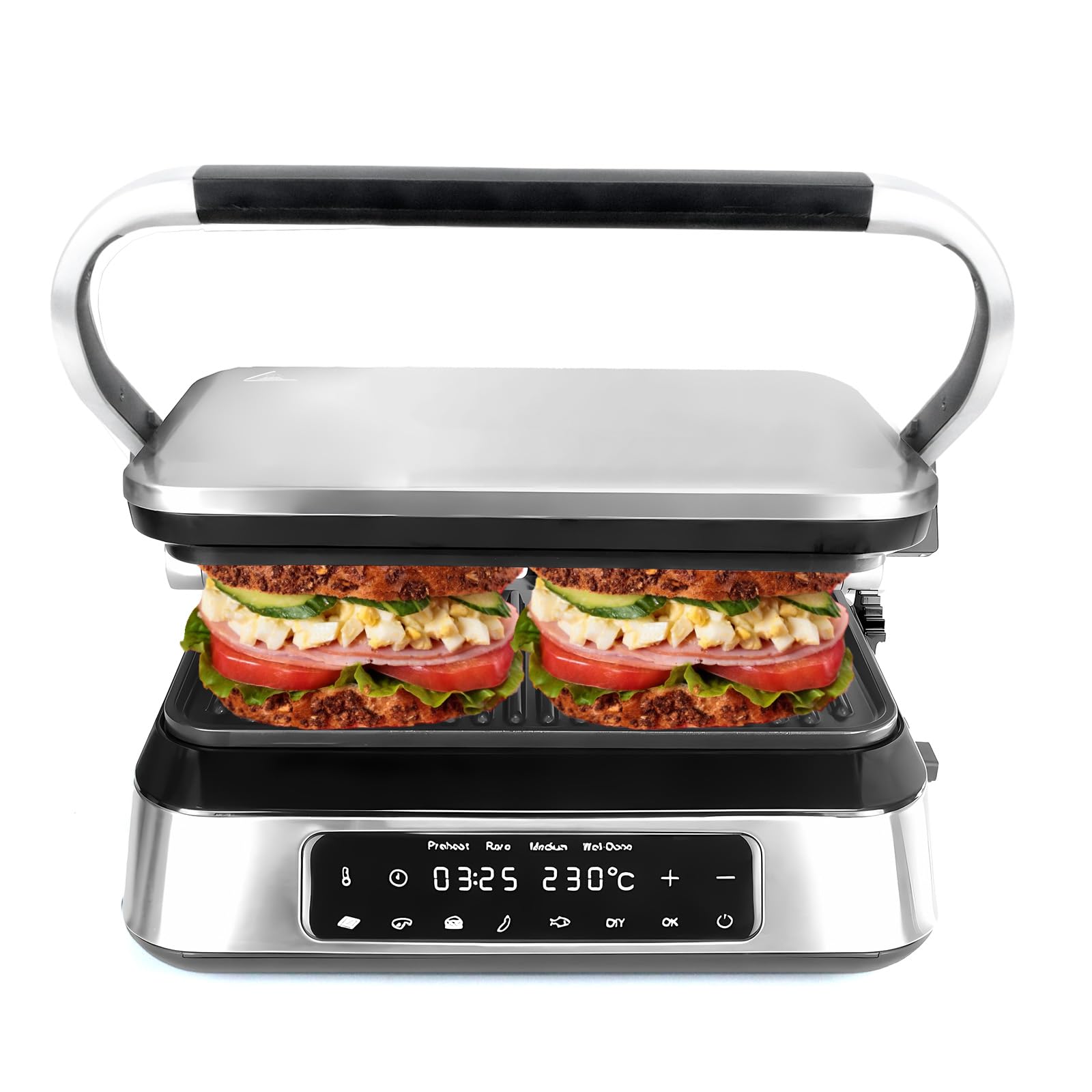 Non-Stick Panini Press & Waffle Maker Combo - 1600W Electric Sandwich Grill with Removable Plates, 180° Open Design - Perfect for Steak, Burgers, Paninis & Waffles - Ideal Kitchen Gift for Home Cooking & Breakfast Preparation