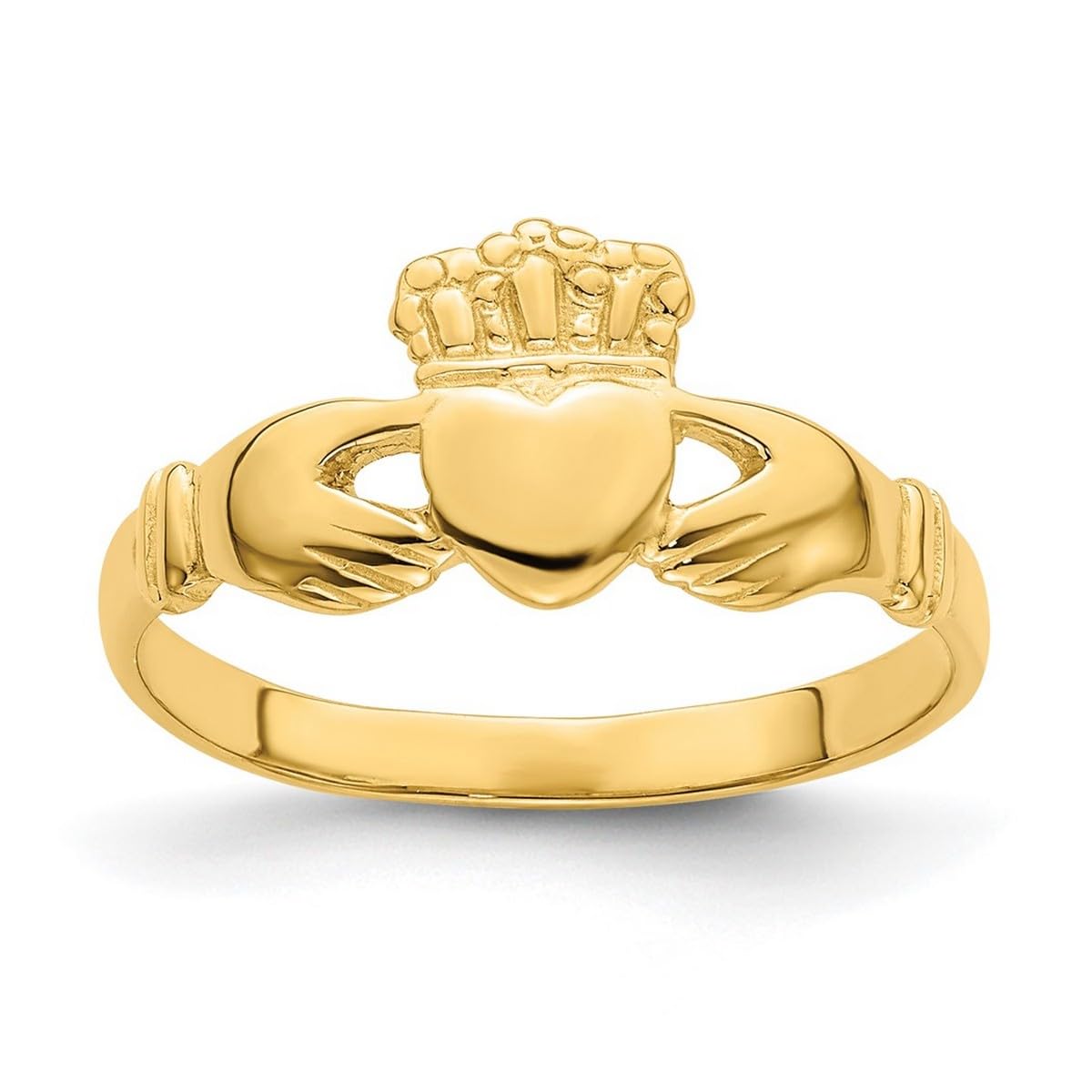 14K Gold Irish Claddagh Celtic Trinity Knot Ring for Women - Size 7 High Polish Wedding, Engagement & Promise Ring - Perfect for St. Patrick's Day, Anniversary & Romantic Gifts