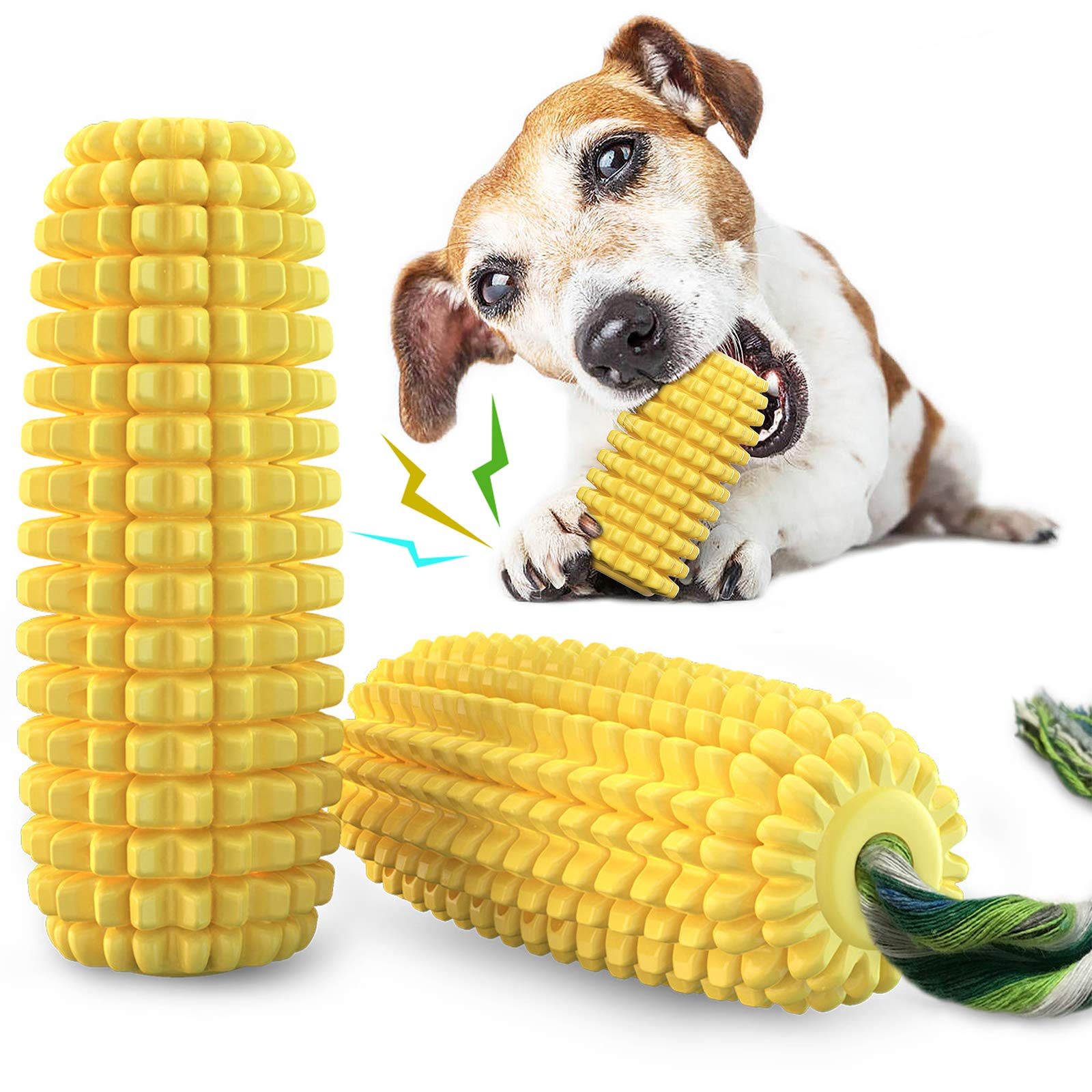 Acecy Indestructible Dog Chew Toys for Puppies, Small Medium Large Breeds - Corn Stick Squeaky Teething Toy for Boredom Relief | Durable Playtime, Training Reward, Interactive Fun