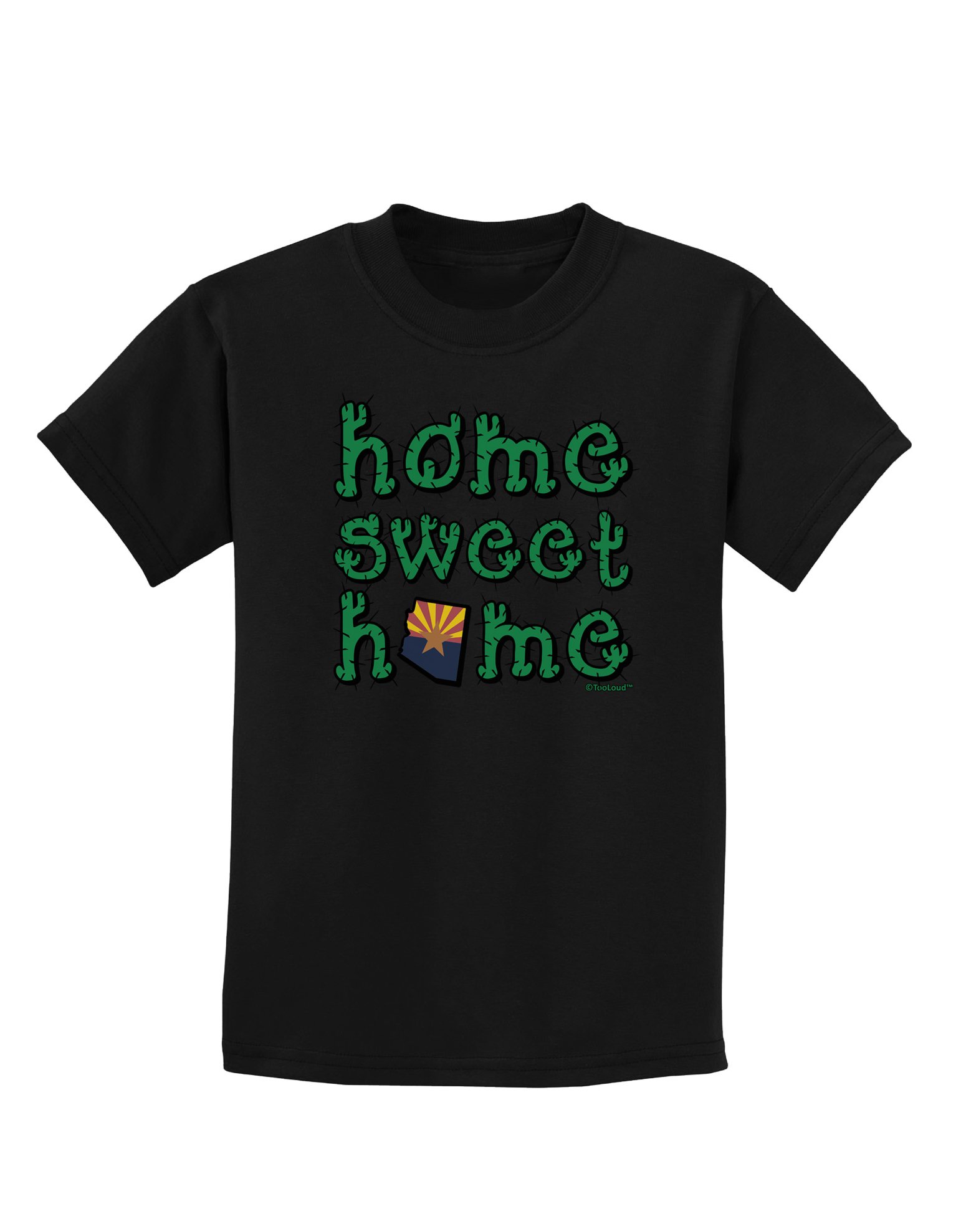 TOOLOUD Arizona Cactus & State Flag Kids Dark T-Shirt - Comfortable Cotton Tee for Boys & Girls - Perfect for School, Outdoor Activities & State Pride