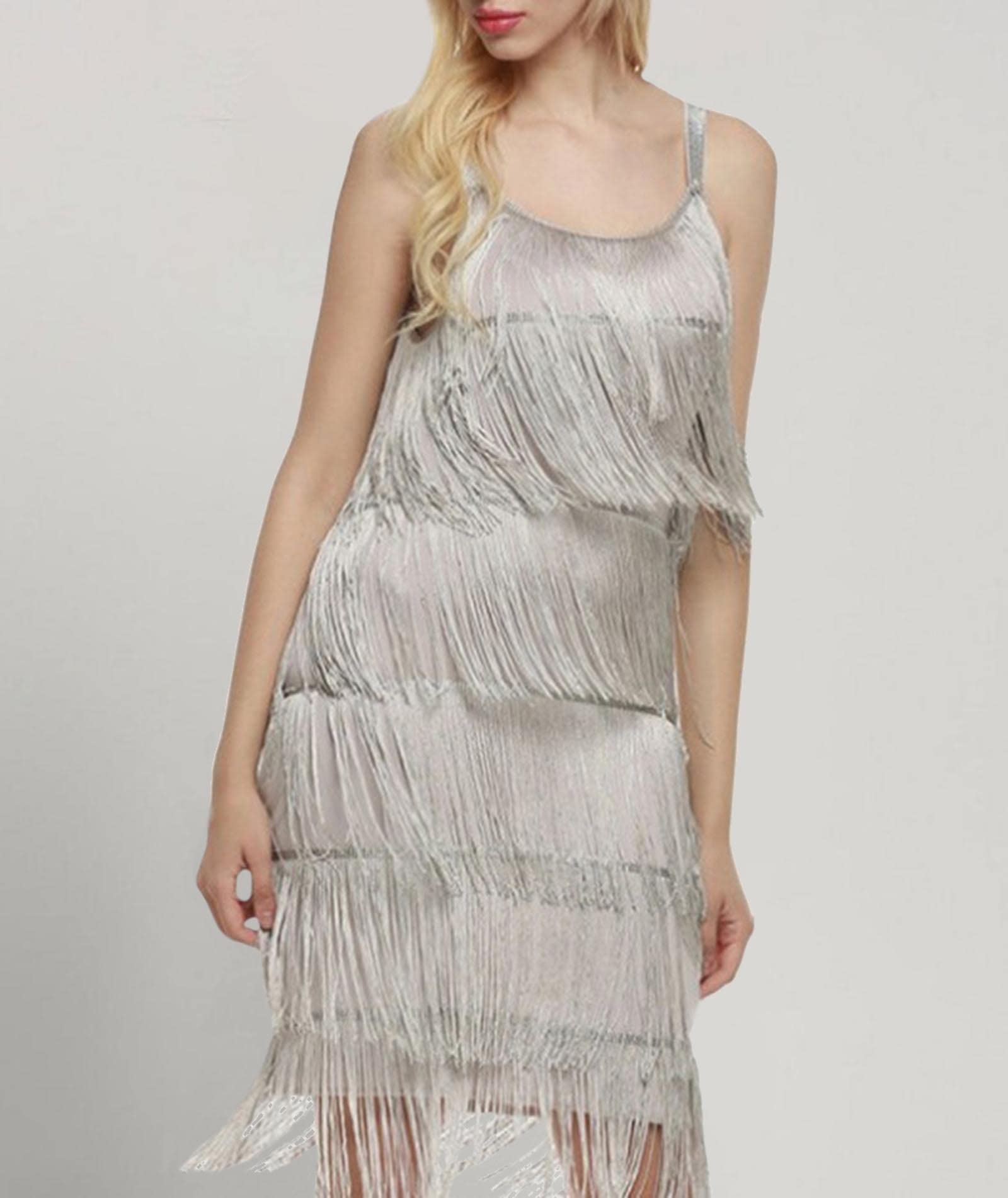 Vintage 1920s Flapper Dress for Women - Gatsby Style Fringe Mini Dress with All-Over Beading | Perfect for Roaring 20s Theme Parties, Halloween Costumes & Jazz Age Events