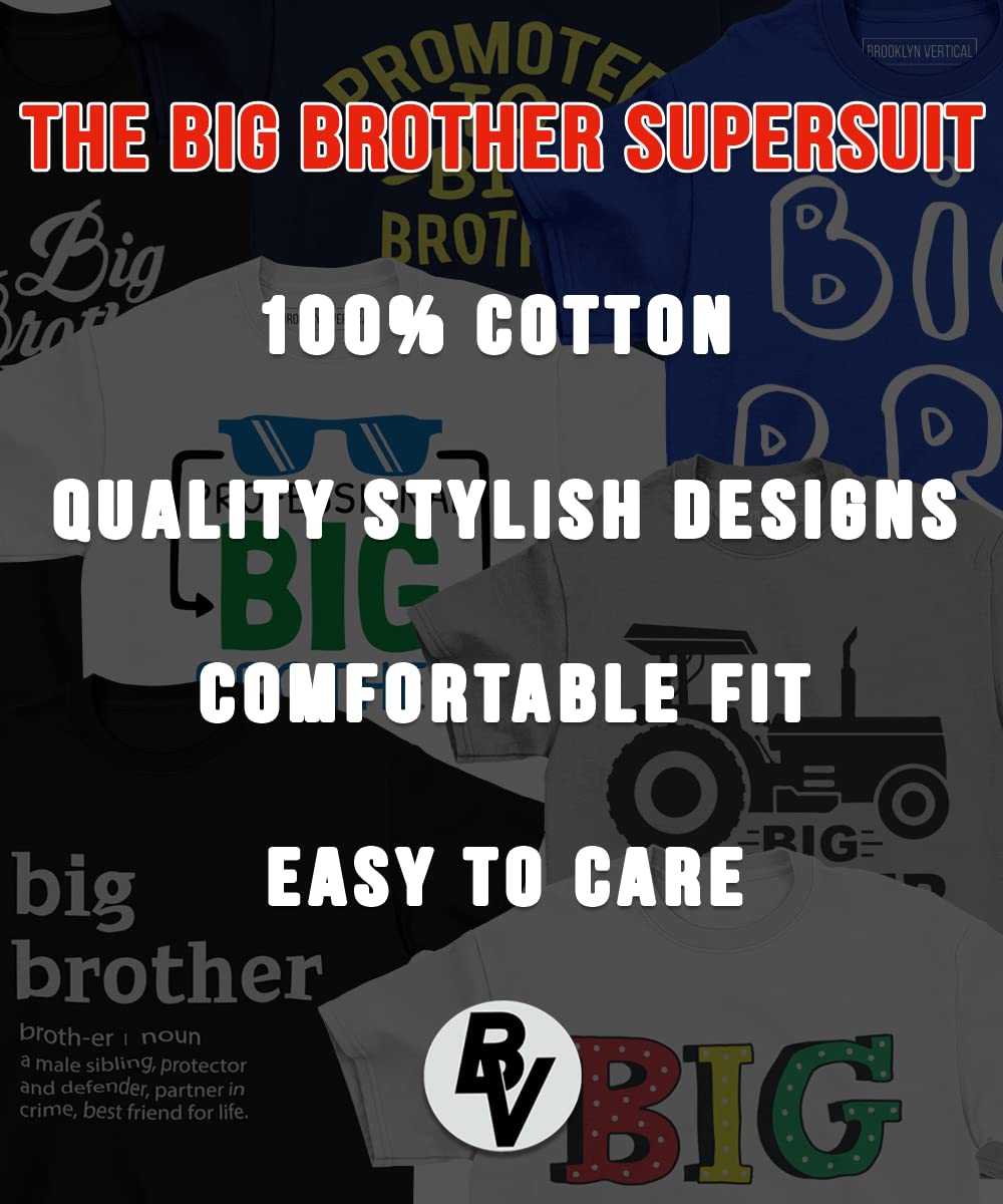 BROOKLYN VERTICAL 2-Pack Big Brother T-Shirts - Soft Cotton Big Bro Announcement Tees for Toddler to Adult Sizes - Perfect for Sibling Reveal, Pregnancy Announcement & Everyday Wear