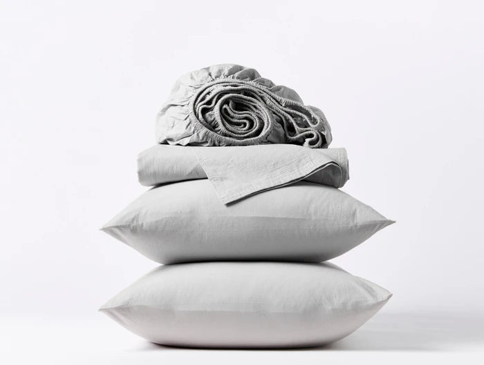 Organic Crinkled Percale Sheet Set - 100% Cotton, Breathable & Soft Bedding for a Comfortable Sleep - Perfect for Home, Hotel, and Airbnb Use
