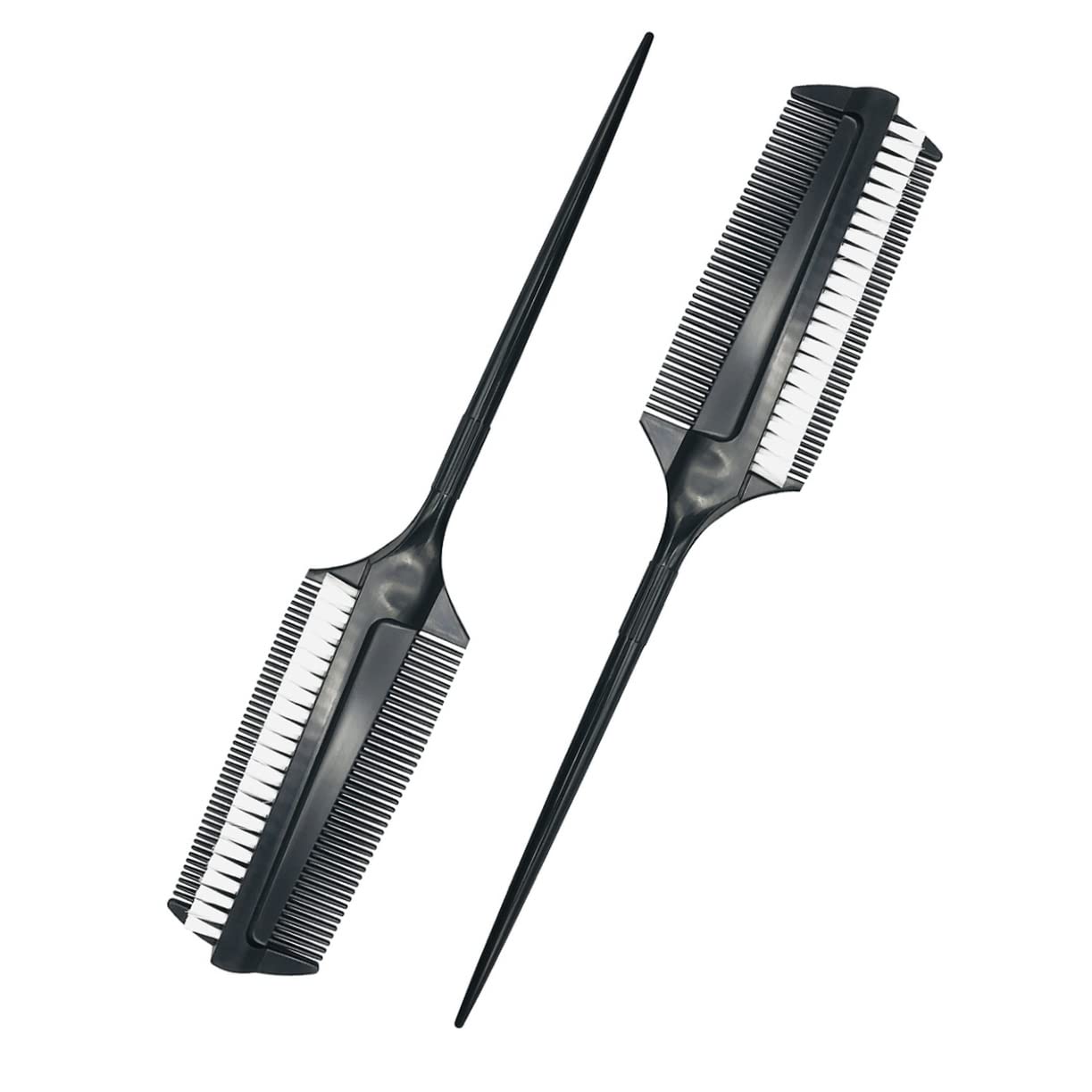 Minkissy 2-Pack Professional Hair Teasing & Cutting Combs for Women - Barber Styling Comb, Hair Color Dye Applicator Brush (Black) - Perfect for Salon Styling, Balayage Highlights & At-Home Hair Coloring