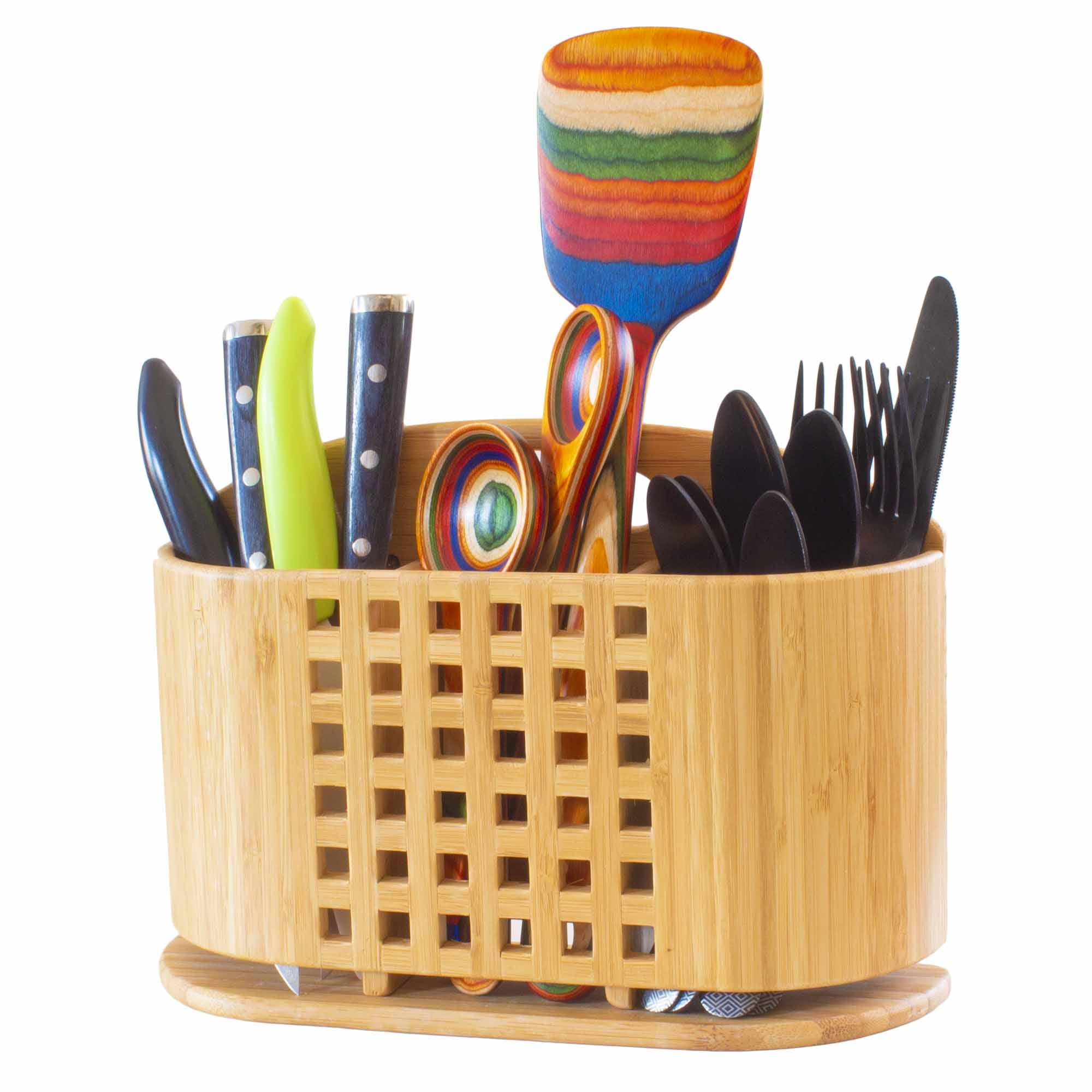 Stainless Steel Utensil Caddy for Dish Rack - 10.5 x 5.75 Inch Kitchen Organizer | Perfect for Drying Spoons, Forks & Cooking Tools | Space-Saving Countertop Storage Solution for Eco-Friendly Kitchens
