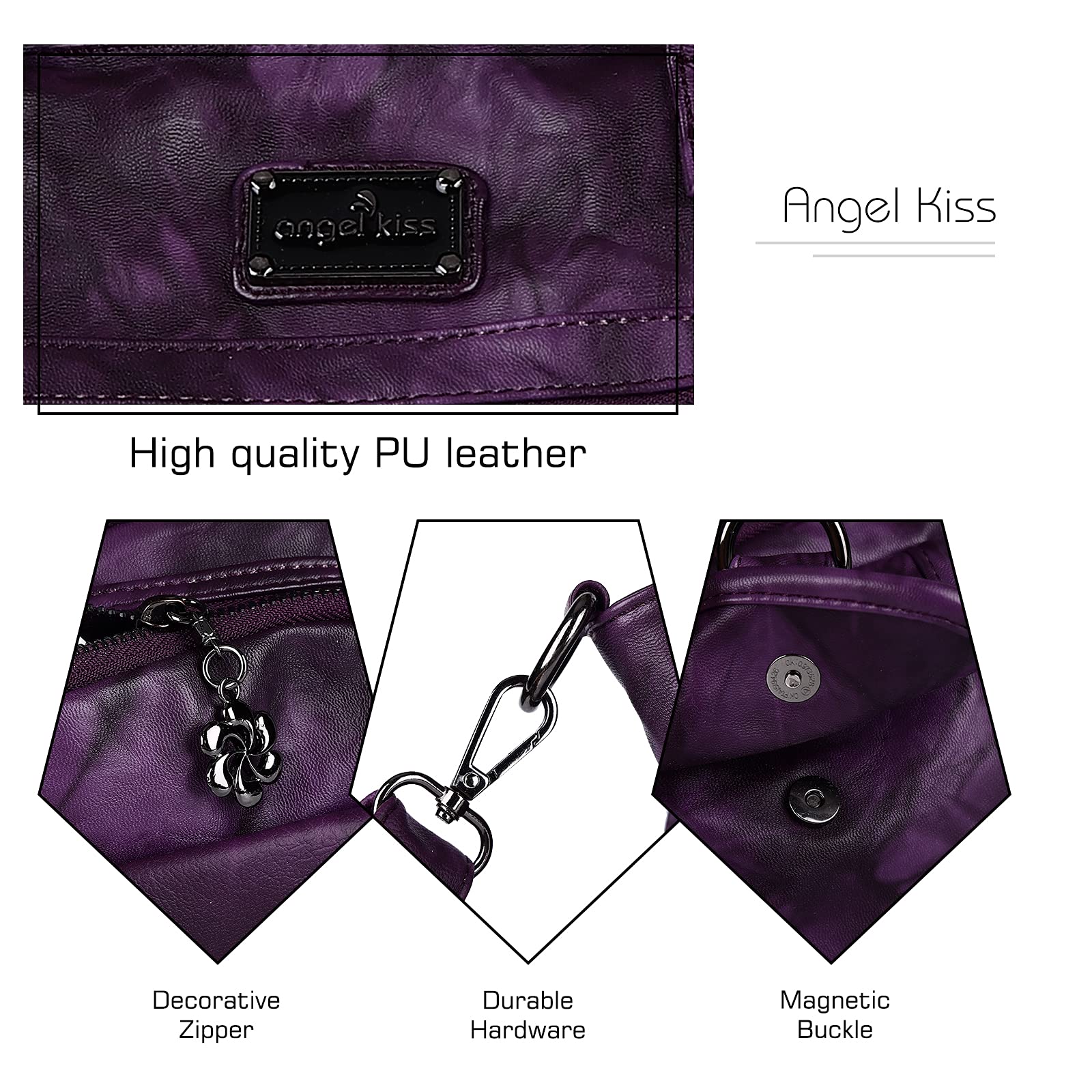 Angel Kiss Women's PU Leather Shoulder Tote Bag - Stylish for Work & Travel