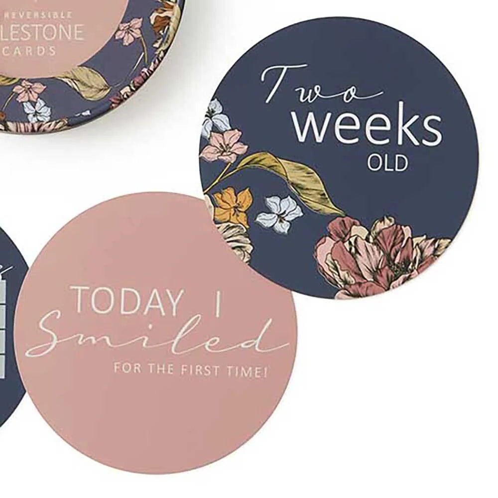Snuggle Hunny Reversible Milestone Cards - Belle & Rose Gold Baby Photo Props for Newborn, 1st Birthday & Monthly Milestones - Perfect for Baby Shower Gifts & Nursery Decor