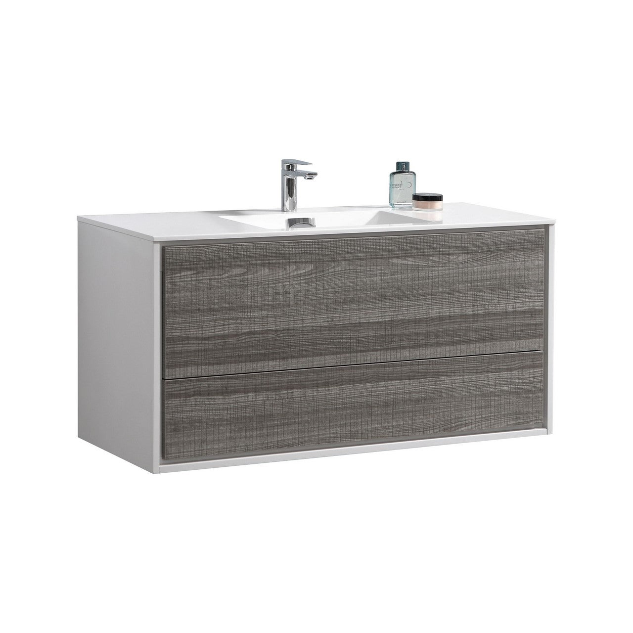 KubeBath DeLusso 48 Inch Single Sink Wall Mount Modern Bathroom Vanity - Perfect for Small Bathrooms, Powder Rooms & Contemporary Home Decor