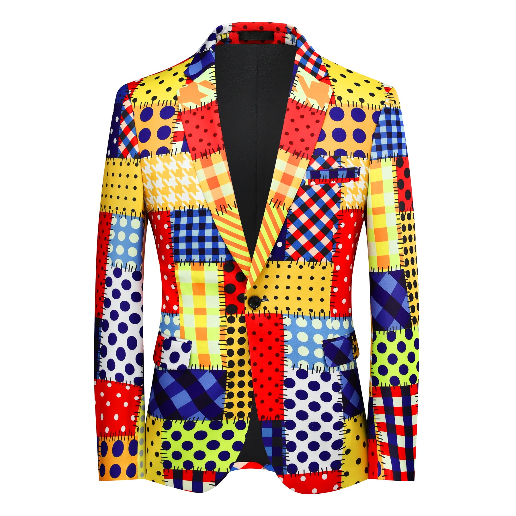 2-Piece Men's Printed Colorful Plaid Clown Costume Suit for Halloween, Cosplay, Circus Performances & Themed Parties - Comfortable & Stylish Outfit