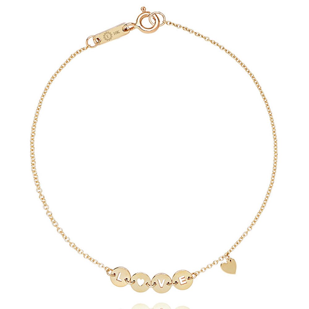 10K Solid Yellow Gold Love Disc Chain Bracelet for Women - Perfect Gift for Anniversary, Valentine's Day & Everyday Elegance