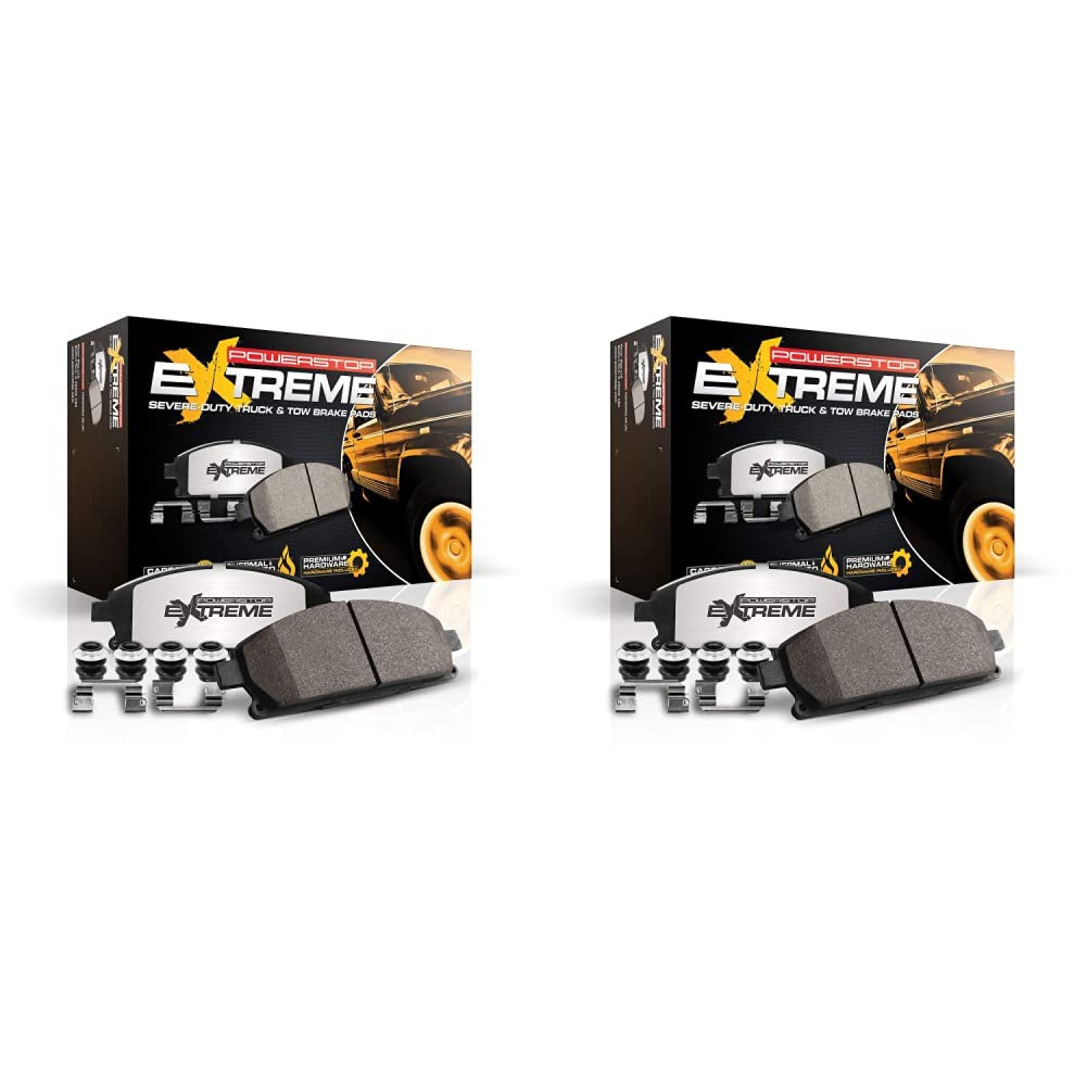 Power Stop Z36-757 & Z36-756 Carbon-Fiber Ceramic Brake Pads Set for Trucks & Towing - Front & Rear Brake Pads Kit - High-Performance Braking for Heavy-Duty Vehicles, Trailers & Off-Road Use