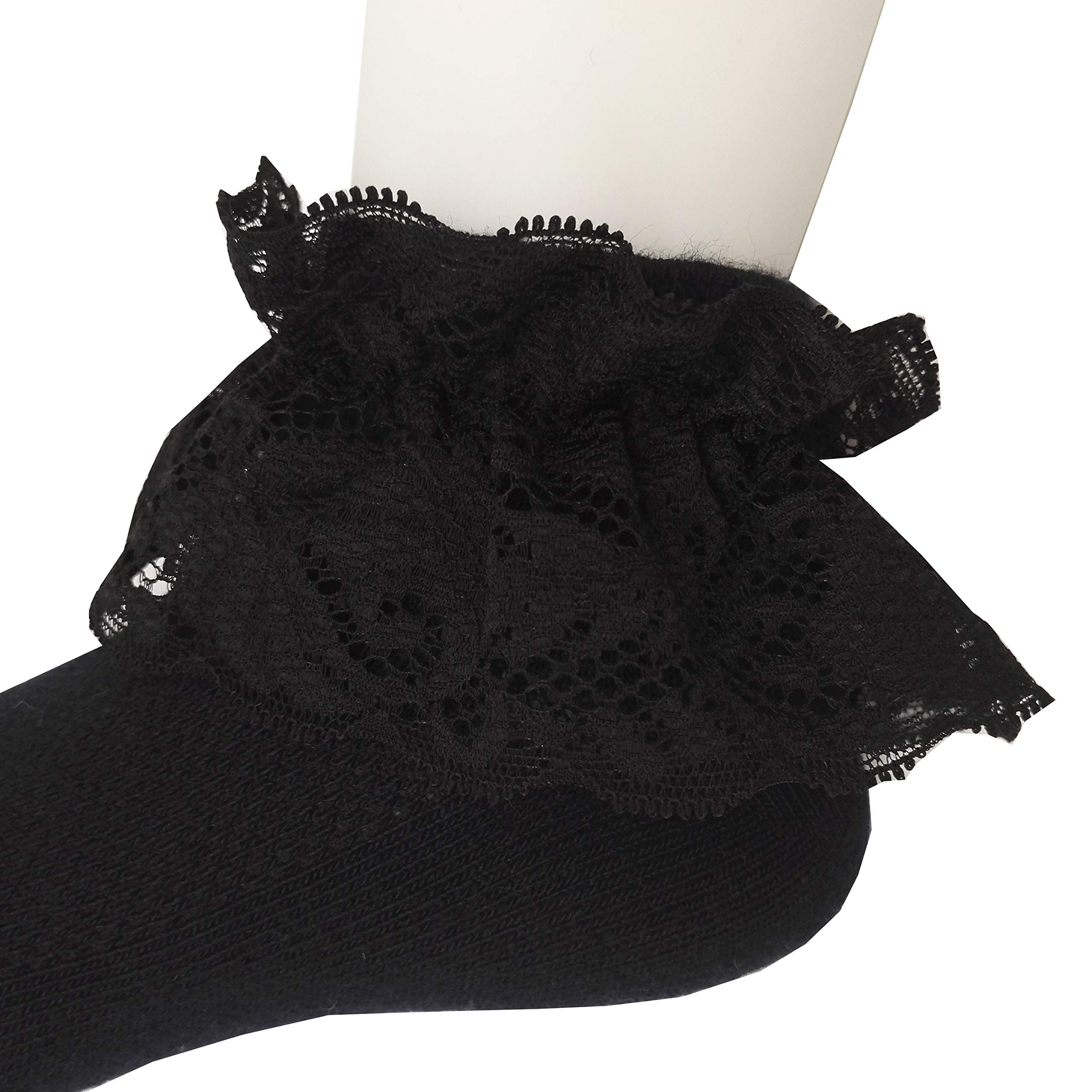 Toddler & Girls Eyelet Frilly Dress Socks - Ruffle Lace Cotton Ankle Socks for Special Occasions & Party Outfits