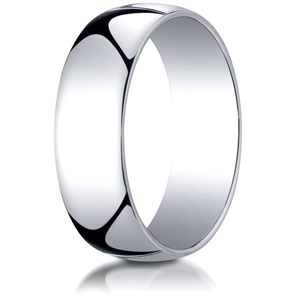 14k White Gold 7mm Dome Light Ring for Everyday Wear