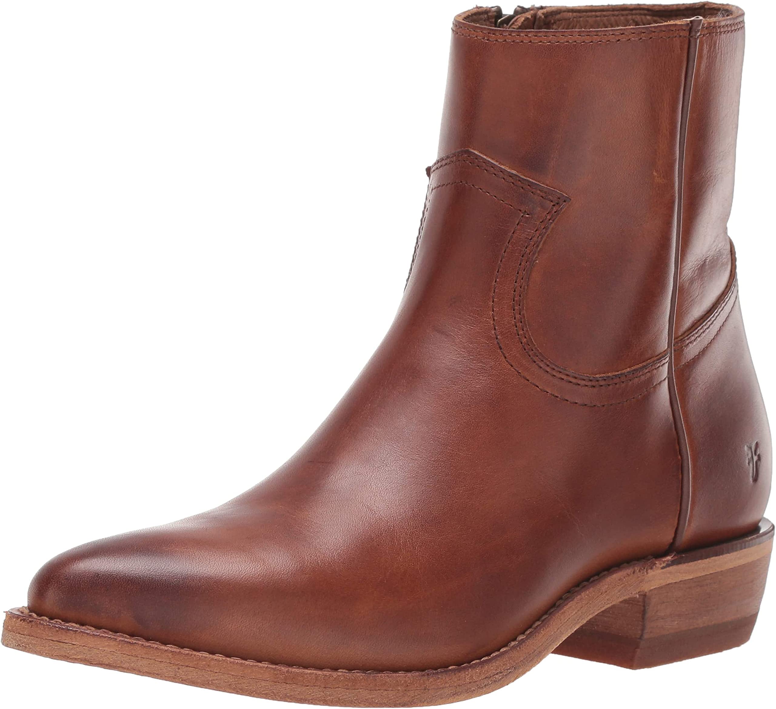 Frye Billy Women's Inside Zip Booties - Genuine Antiqued Leather, Wellington Stitchwork & Brass Hardware - 5.75