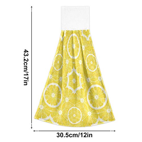 Bright Yellow Lemon Print Kitchen Hanging Towels - 12