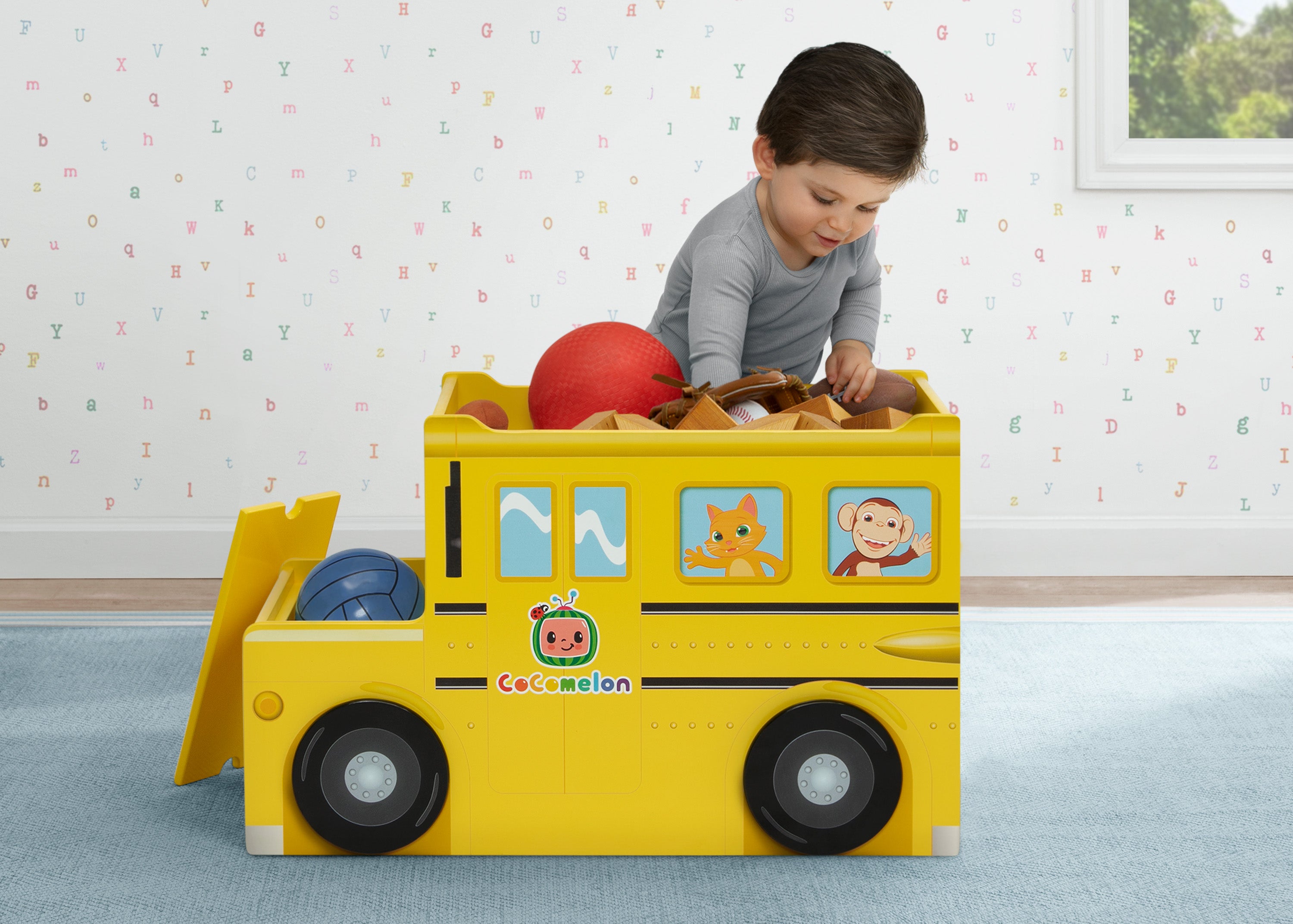 CoComelon School Bus Toy Box - Interactive Learning Toy for Kids with Storage | Perfect for Playtime, Travel & Classroom Activities