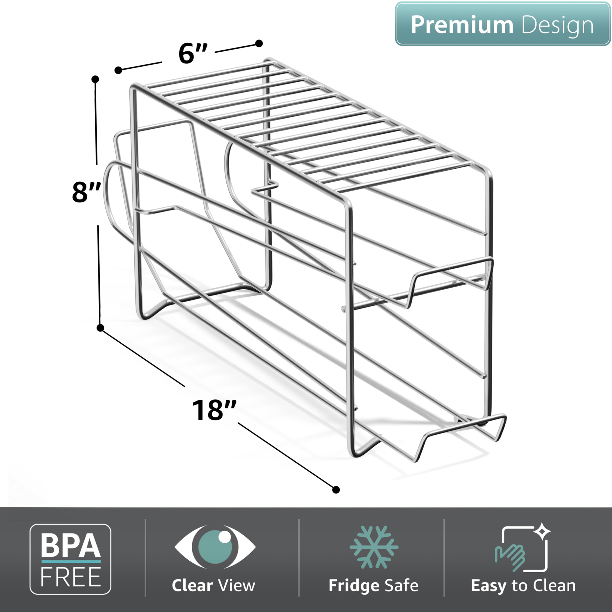 Sorbus 12-Can Beverage Dispenser & Organizer - Holds 12 Standard 12oz Soda Cans - Space-Saving Fridge Rack for Coke, Pepsi, Beer (Silver) - Perfect for Parties, BBQs & Home Refrigerator Organization