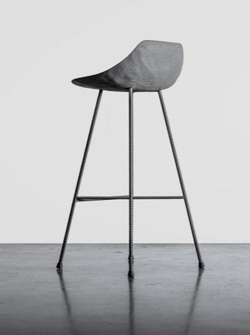 Hauteville 770 Barstool by Lyon Beton - Modern Concrete Bar Stool for Kitchen Island, Home Bar & Dining Room - Industrial Style Counter Height Stool with Metal Base