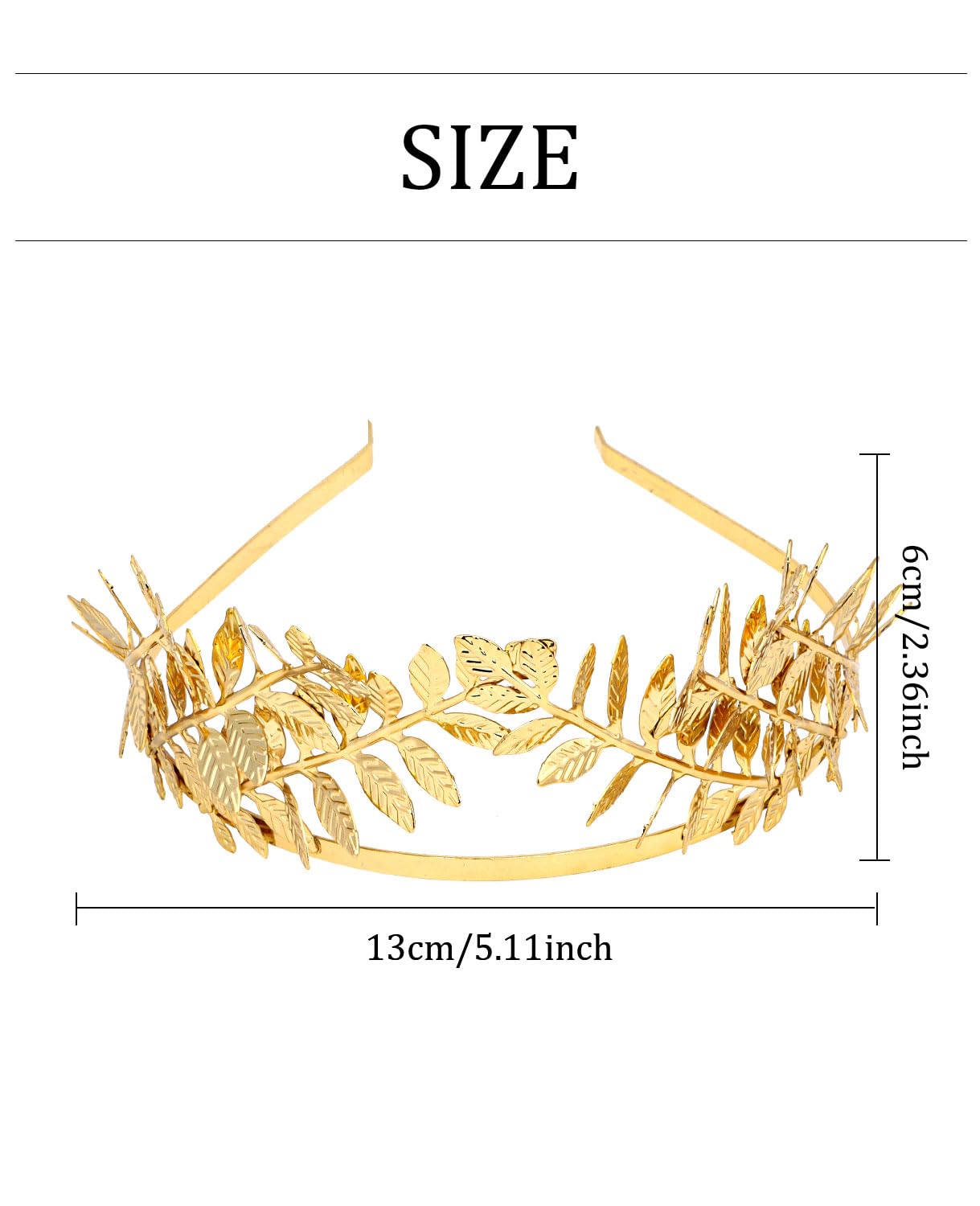 Wecoe Gold Leaf Headband for Women & Girls - Elegant Bridal Tiara Crown, Flower Girl Halo Headpiece, Greek Goddess Toga Costume Hair Accessory - Perfect for Weddings, Parties & Cosplay