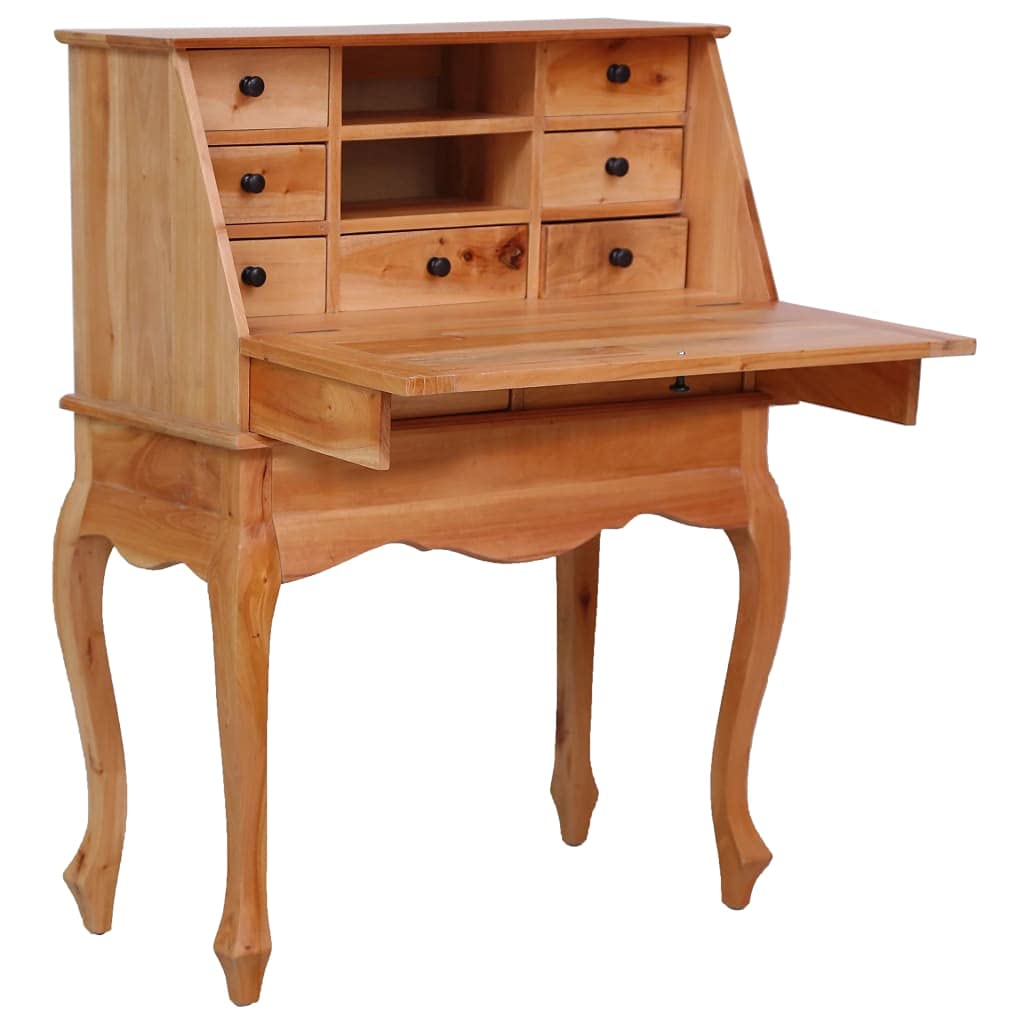 Solid Mahogany Writing Desk with Flip Board - 9 Drawers & 2 Compartments Craft Desk (30.7x16.5x40.6 inches) - Perfect for Home Office, Study & Antique Furniture Collection