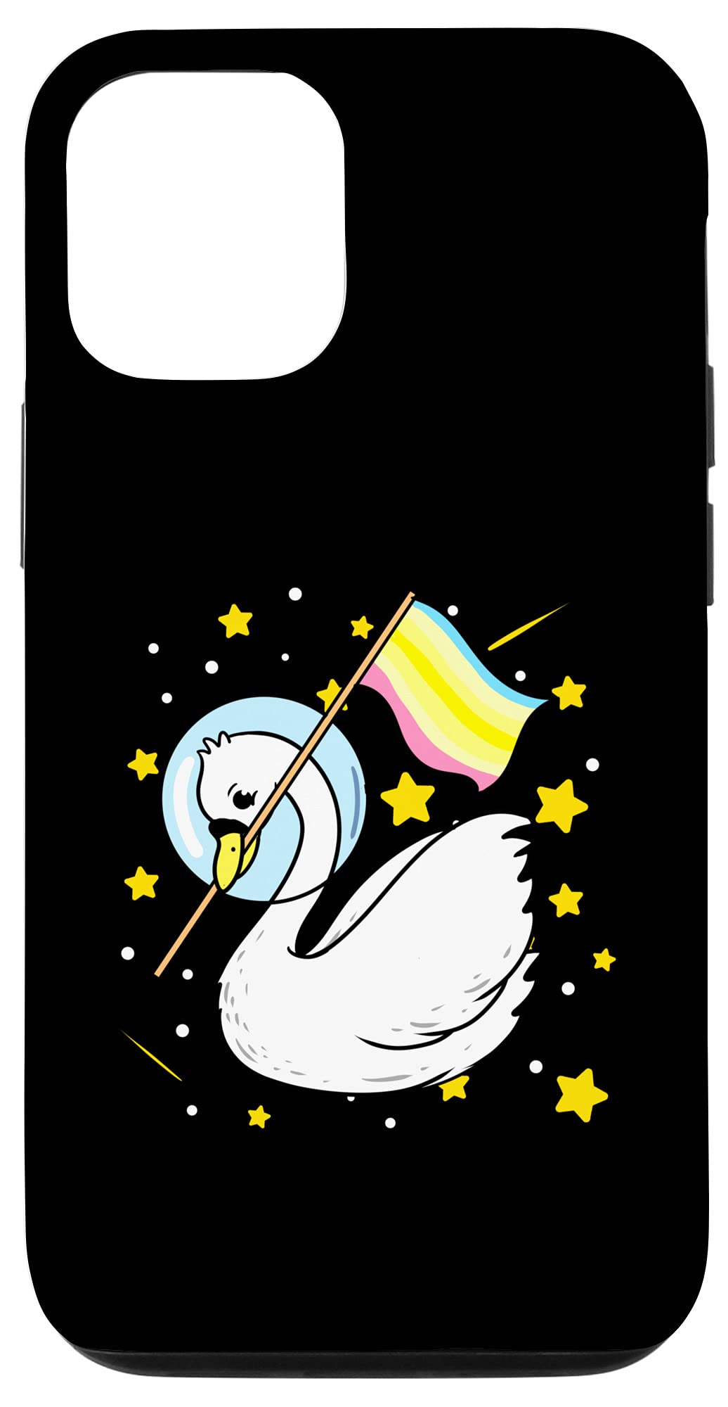 iPhone 12/12 Pro Case - Swan in Space Transneutral Pride Protective Cover | Durable Slim Fit Phone Case for LGBTQ+ Support, Everyday Use & Special Occasions