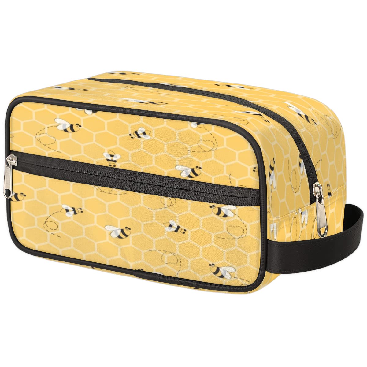 Cute Yellow Bees Toiletry Bag for Women & Men - Waterproof Travel Makeup Pouch & Shaving Dopp Kit Organizer - Multi-Functional Storage Bag for Cosmetics & Toiletries Accessories - Perfect for Camping, Gym & Vacation Travel