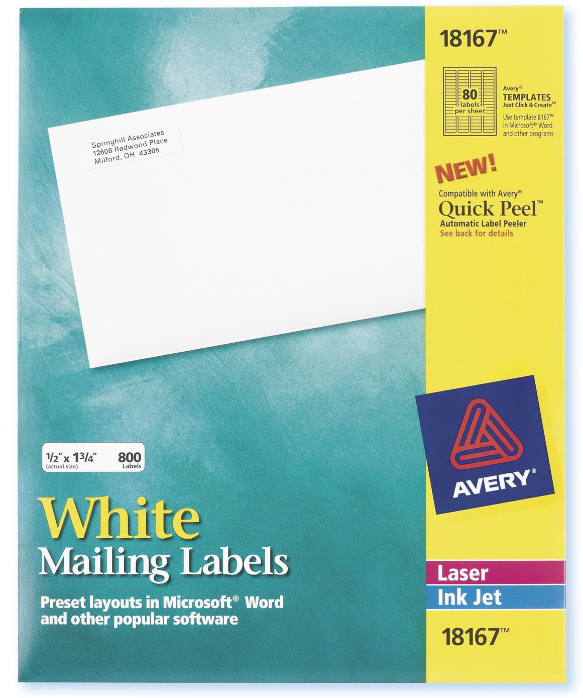Avery 18167 White Mailing Labels - 50 Sheets for Shipping & Office Use