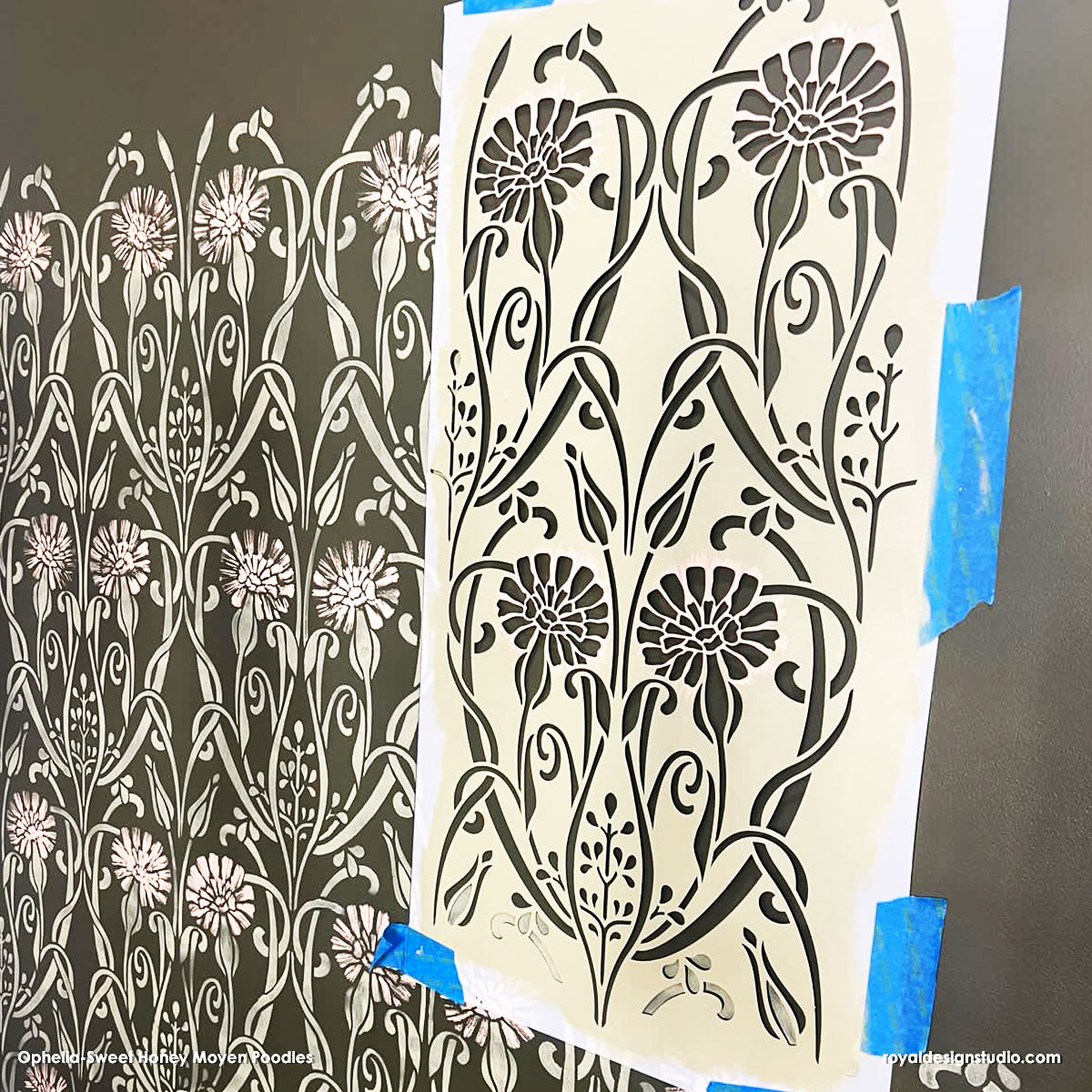 Ophelia Nouveau Floral Stencil - Decorative Wall Art Stencils for DIY Painting, Home Decor, and Craft Projects | Perfect for Bedroom, Living Room, and Wedding Decorations