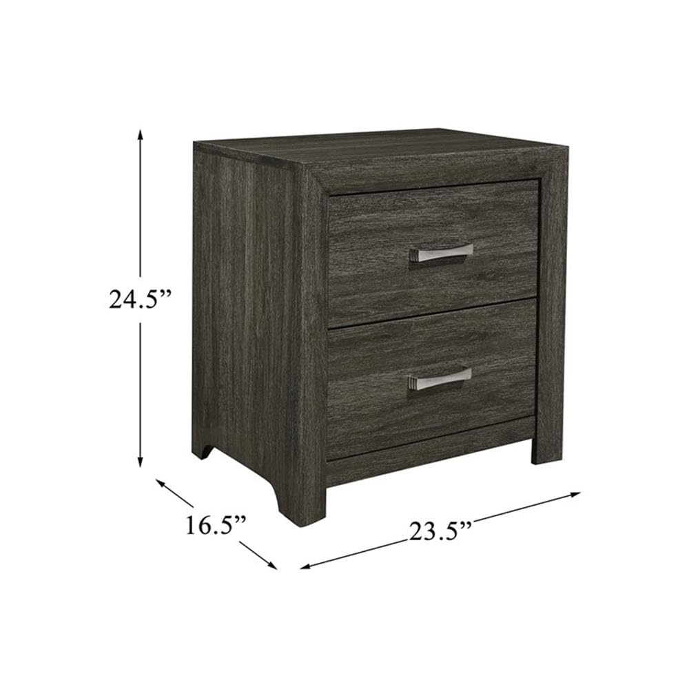 Modern Dark Gray Wood Nightstand with 2 Drawers - Stylish Bedside Table for Bedroom, Living Room, or Office Storage | Pemberly Row Collection