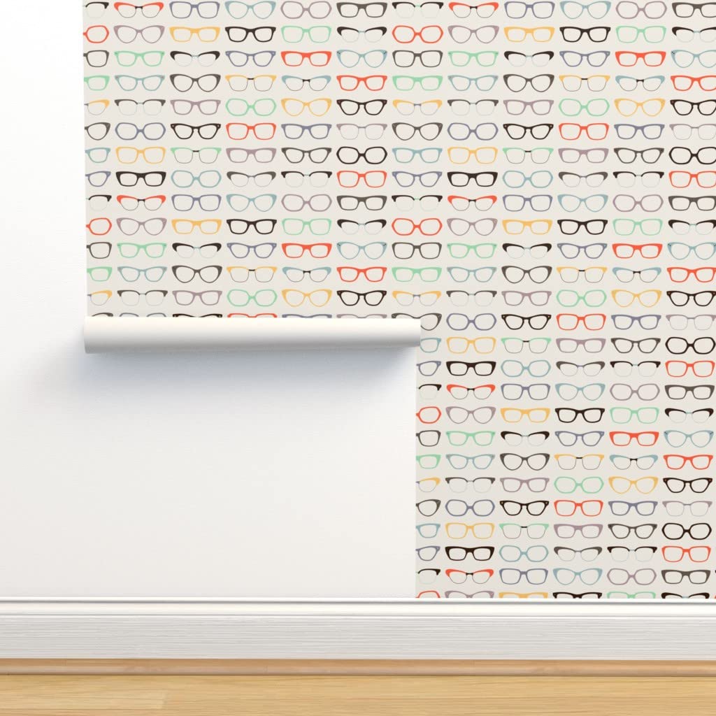 Premium Commercial Grade Wallpaper Roll 27ft x 2ft - Geek Nerd Retro Glasses Chic Traditional Design | Peel & Stick Wallpaper for Bedroom, Living Room, Office Decor by Spoonflower