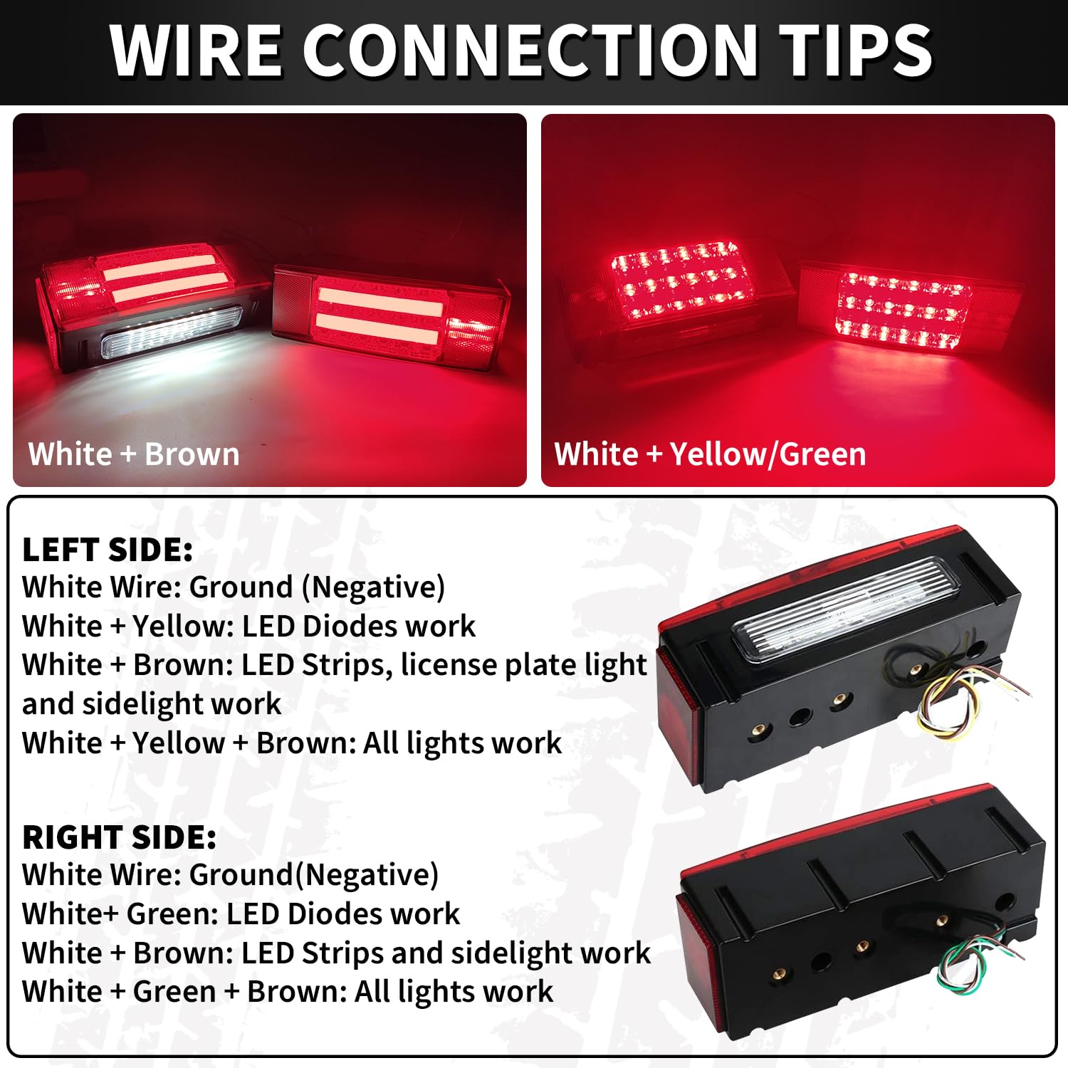 Submersible Boat Trailer Light Kit - Super Bright LED Trailer Lights with Halo Strip - DOT Compliant IP68 Waterproof for Camper, Truck, RV & Snowmobile Under 80