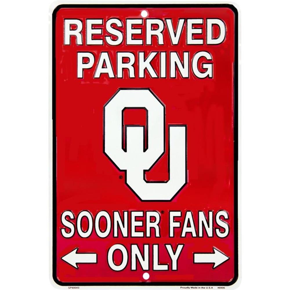 Oklahoma Sooners Fans Decorative Parking Sign - 8” x 12” Embossed Aluminum Sign for Home & Office Decor | Made in USA | Perfect for Game Day, Tailgating & Fan Cave Decorations
