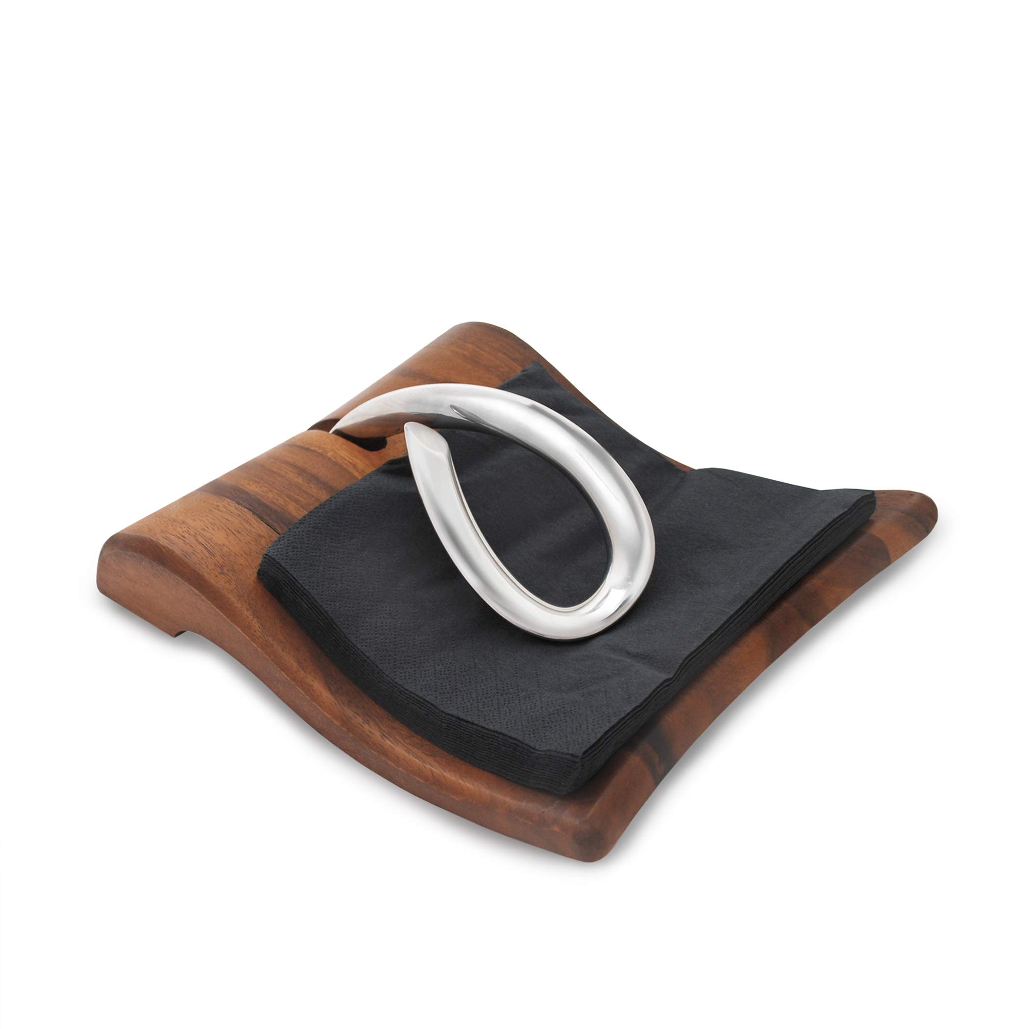 Nambe Breeze Acacia Wood & Stainless Steel Napkin Holder - 9