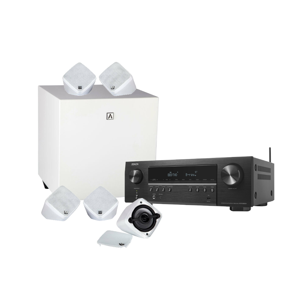 Denon AVR-X250BT 5.2 Channel AV Receiver with Accent Acoustics Hide & Seek 5.1 Home Theater Speaker System - Perfect for Movie Nights & Gaming Setup