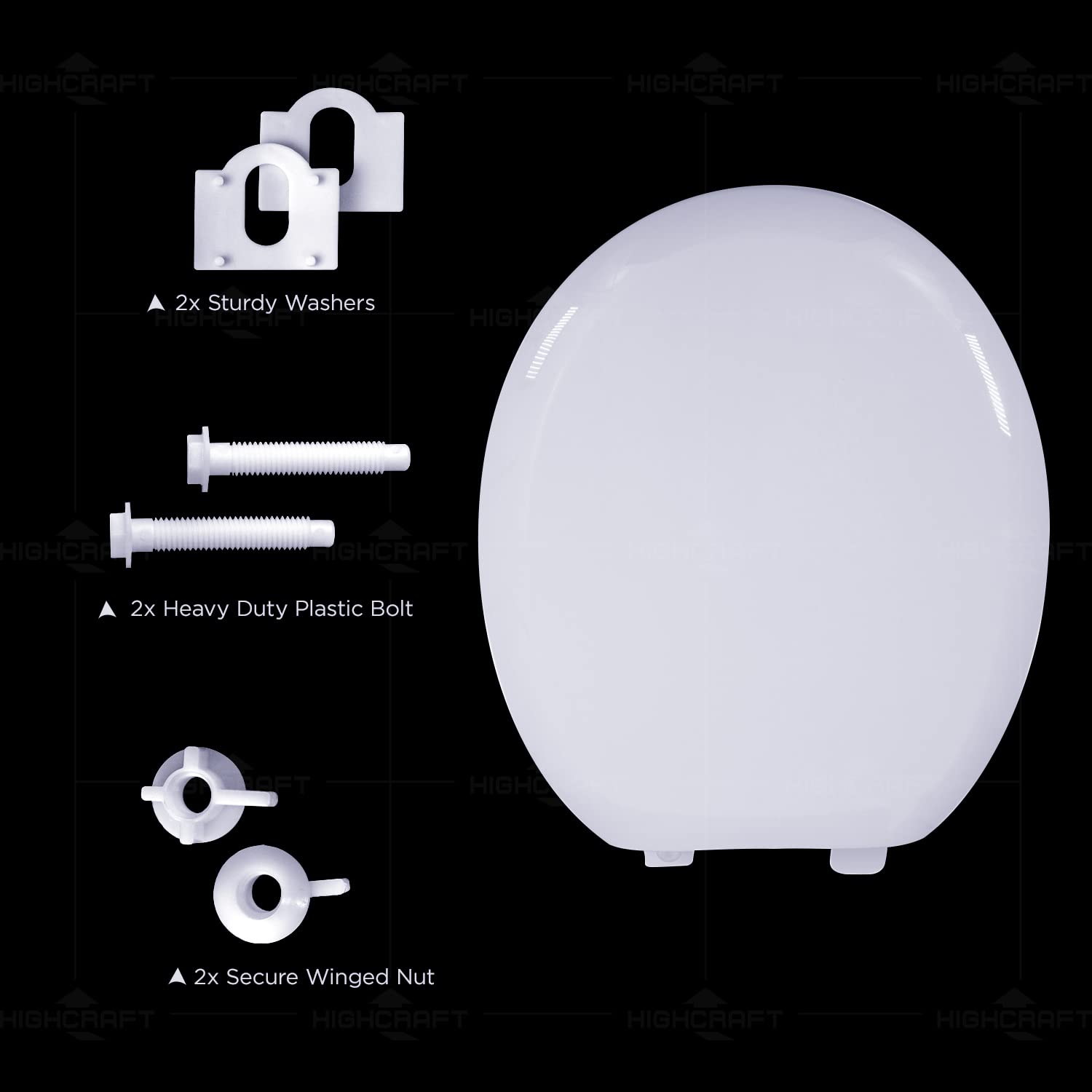 Slow Close Round Plastic Toilet Seat - Easy to Remove & Install, White - Perfect for Bathroom Upgrades & Home Renovations