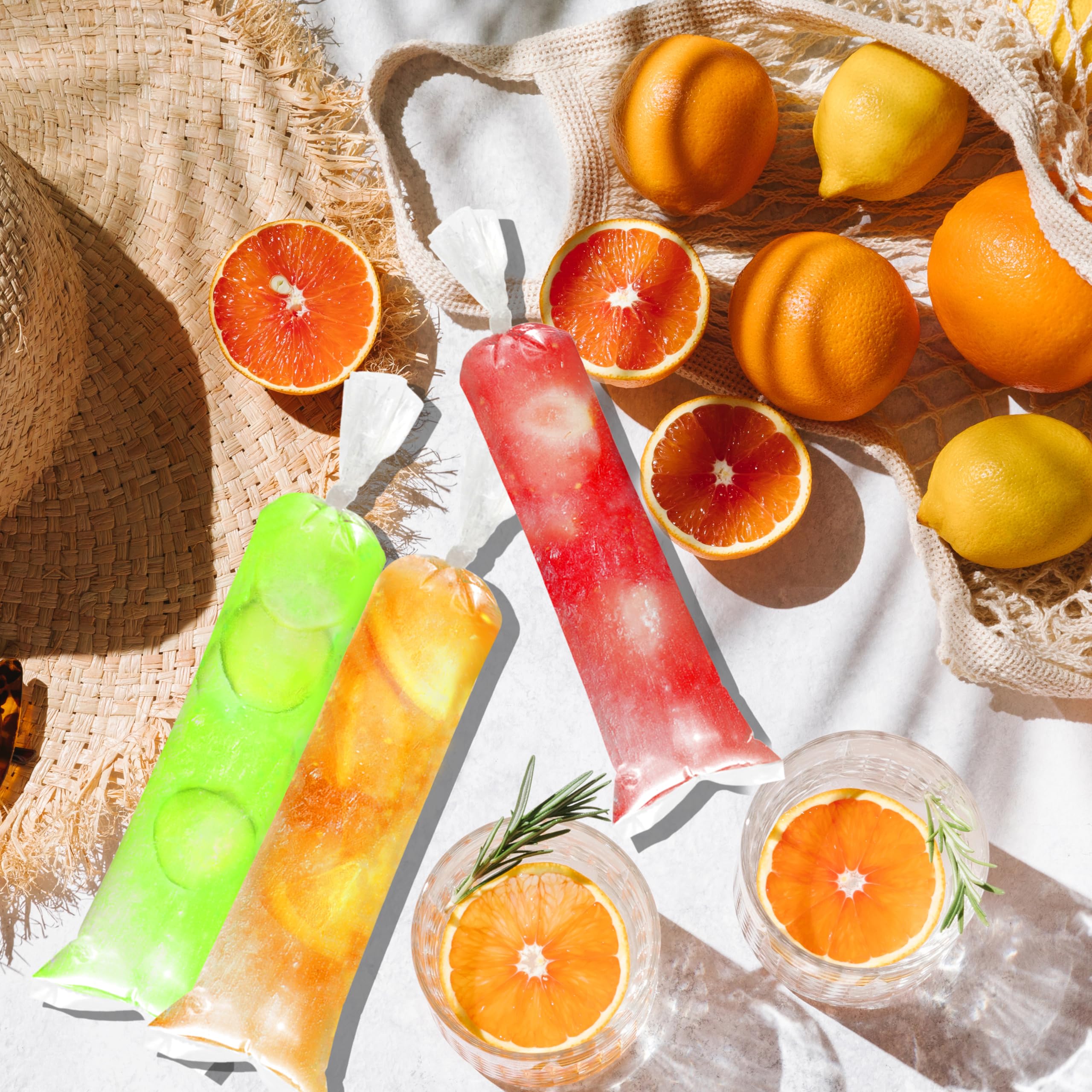 500 Packs Disposable Ice Pop Bags with Silicone Funnel - Reusable Popsicle Molds for Homemade Ice Candy, Yogurt Sticks, Juice Smoothies, Fruit Shakes & Snacks - Perfect for Summer Treats, Kids Parties & Healthy Frozen Desserts