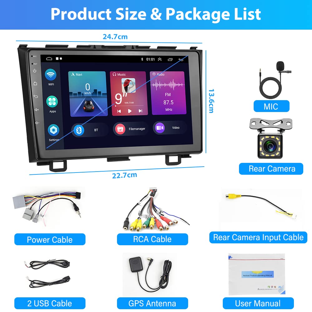 Android 13 Car Stereo for Honda CRV 2007-2011 | 9