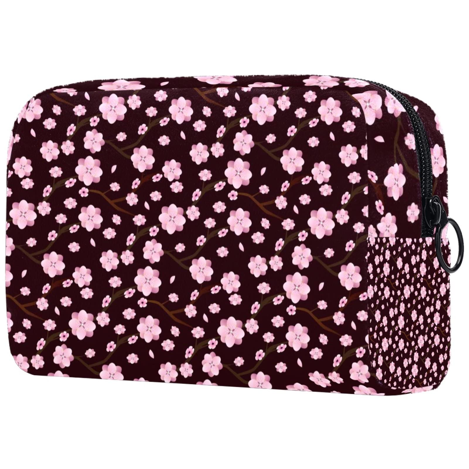Waterproof Cherry Blossom Cosmetic Bag for Women - Large Travel Makeup Organizer with Roomy Compartments | Perfect for Toiletries, Travel Essentials & Daily Beauty Storage