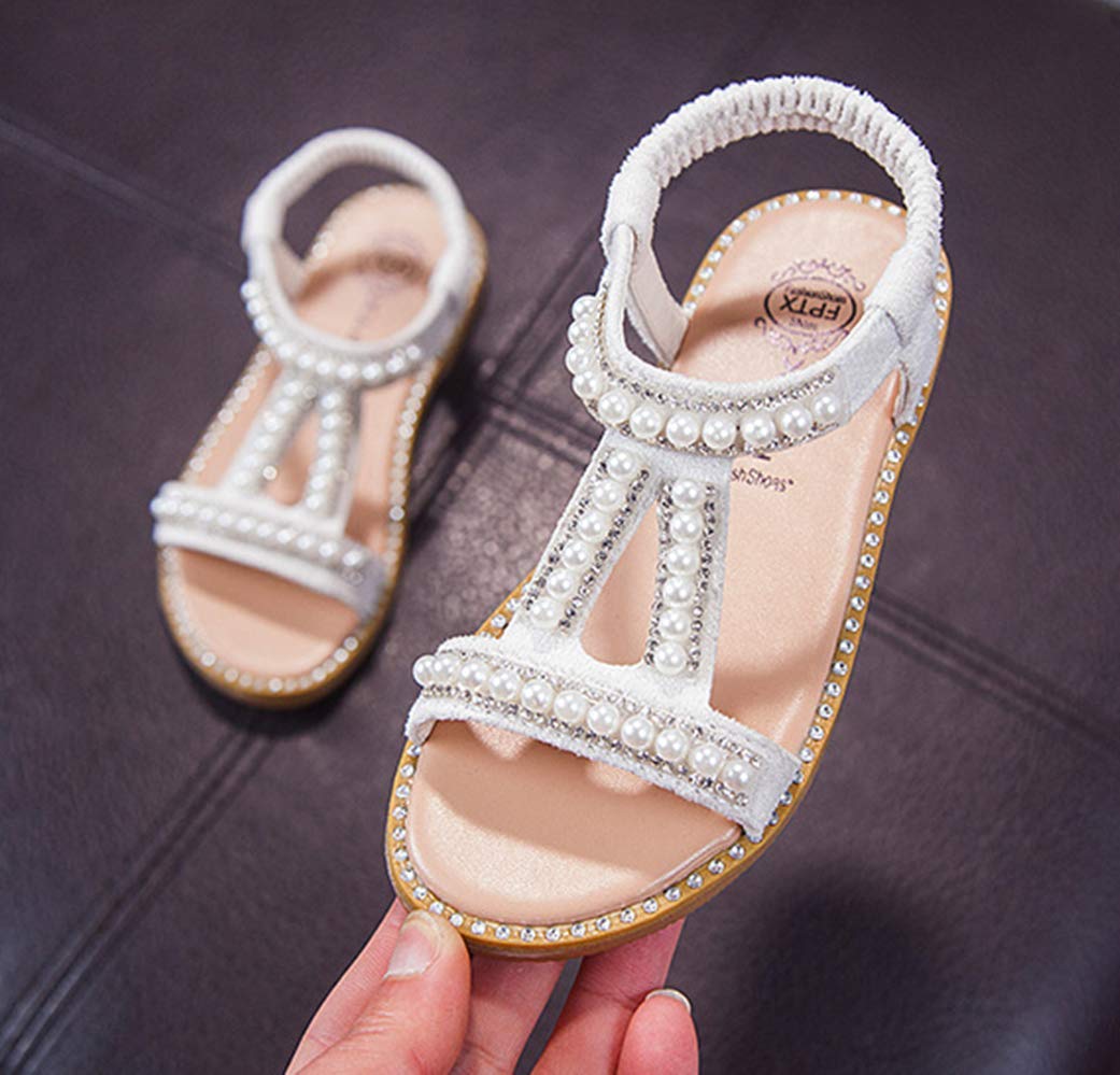 Girl's Rhinestone Open Toe Sandals - Sparkly Beaded Summer Beach Shoes for Princess | Perfect for Vacation, Pool Party & Casual Outings