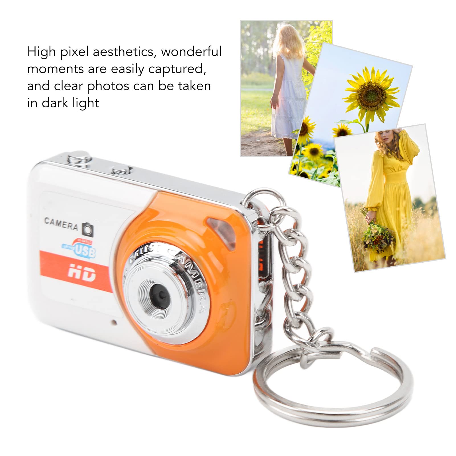 58g HD Mini Spy Camera with Motion Detection - Portable Body Worn Cam & Keychain Video Recorder for Home, Office, Cycling Security | Orange Pocket Security Camera for Covert Surveillance & Evidence Recording