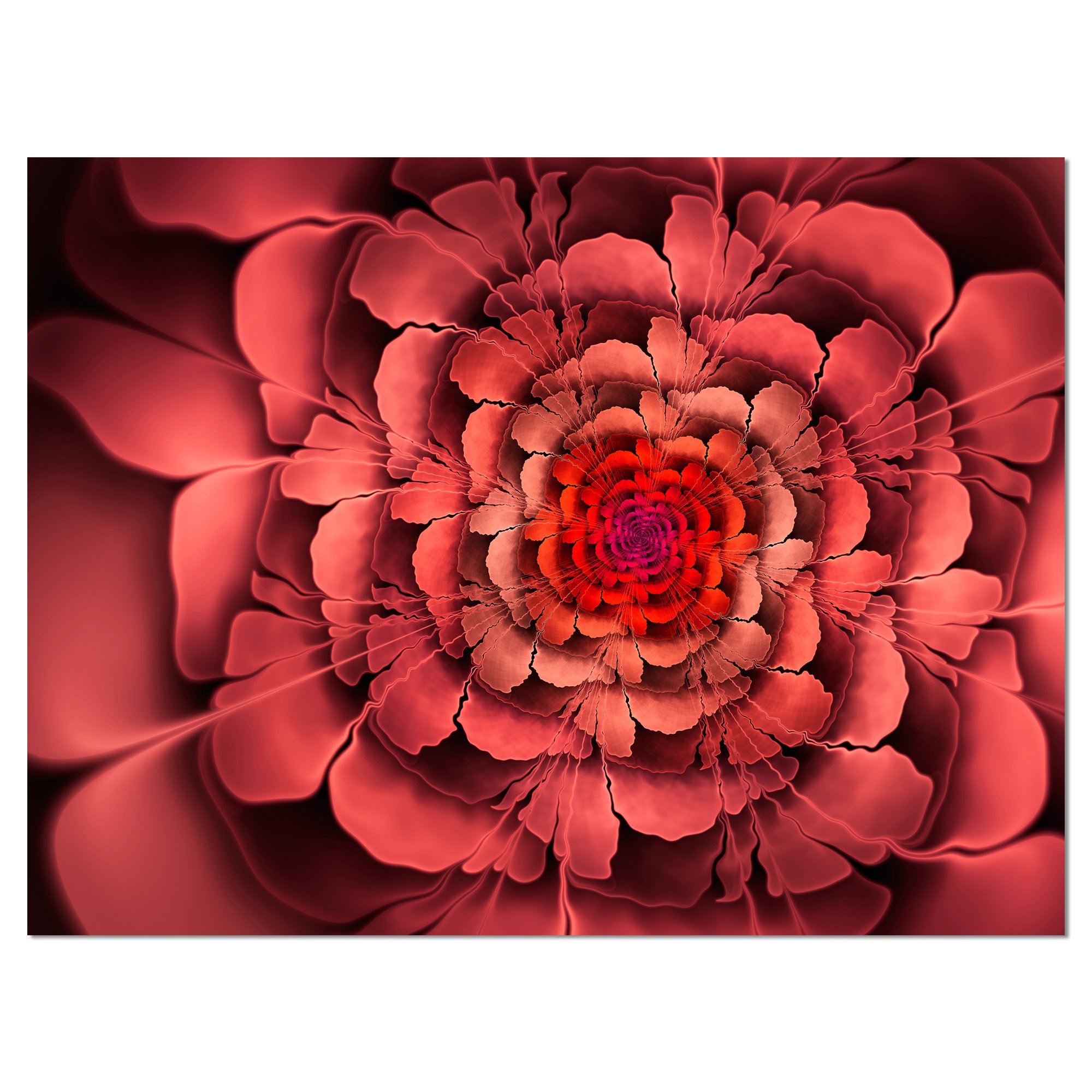 Vibrant Pink Fractal Floral Canvas Art Print - Stunning Wall Decor for Living Room, Bedroom & Office | Handmade Dense Petals Design
