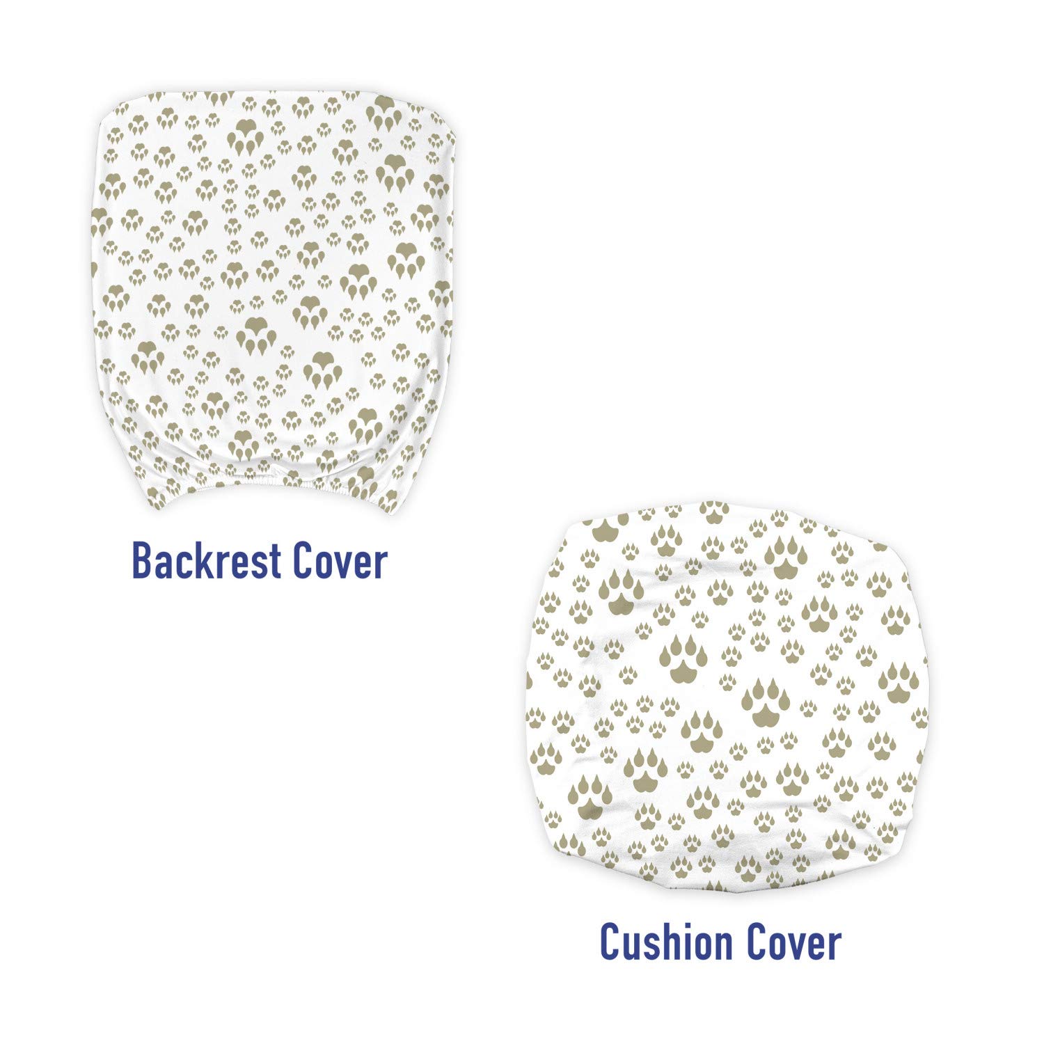 Ambesonne Animal Print Office Chair Slipcover - Wildlife Paw Prints Pet Friendly Design, Stretch Fabric Protective Cover in White & Dark Eggshell - Perfect for Home Office, Gaming & Workspace Decor