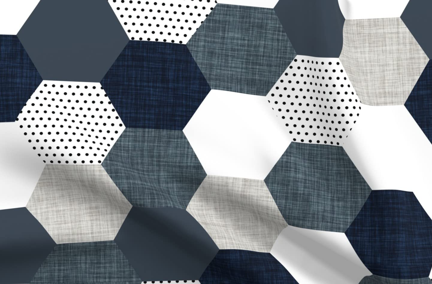 Hexagon Quilt Wholecloth Fabric - Gray White Beige Satin Cheater Print Fat Quarter for Quilting, Sewing, Apparel & Home Decor | DIY Quilt Topper, Fashion Lining, Blankets & Craft Projects