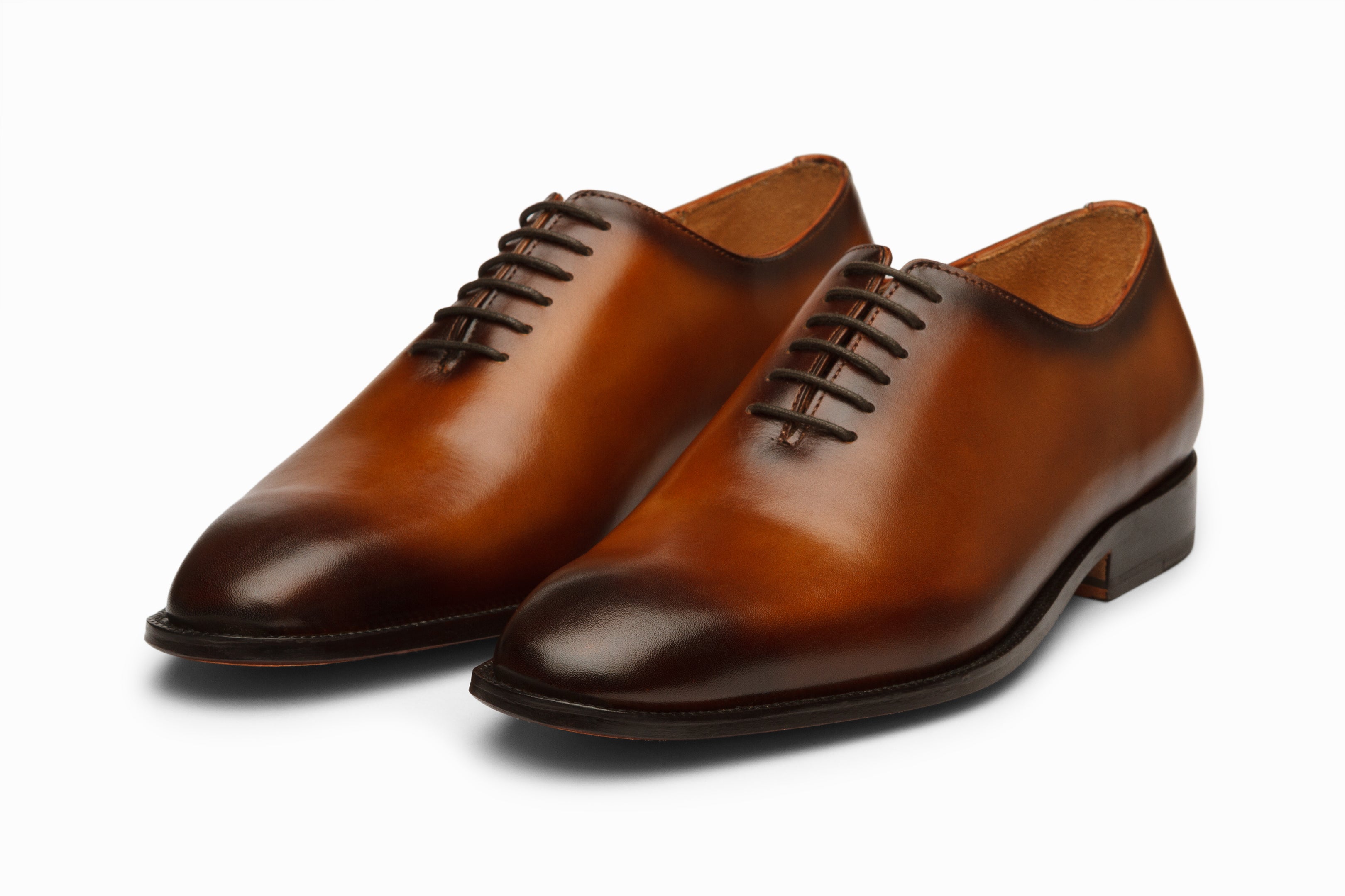 Premium Wholecut Oxford Shoes for Men - Brown Patina Finish Leather Dress Shoes - Perfect for Business, Formal Events & Weddings